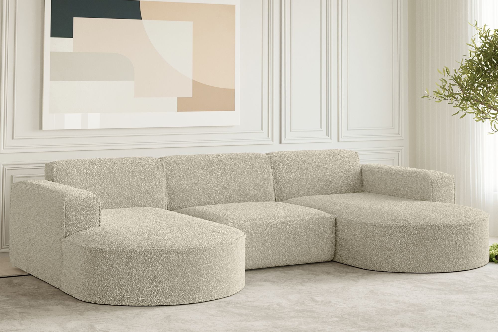 Kaiser Мебель Ecksofa Ecksofa Designer, Sofa U Form MODENA Stoff Loop