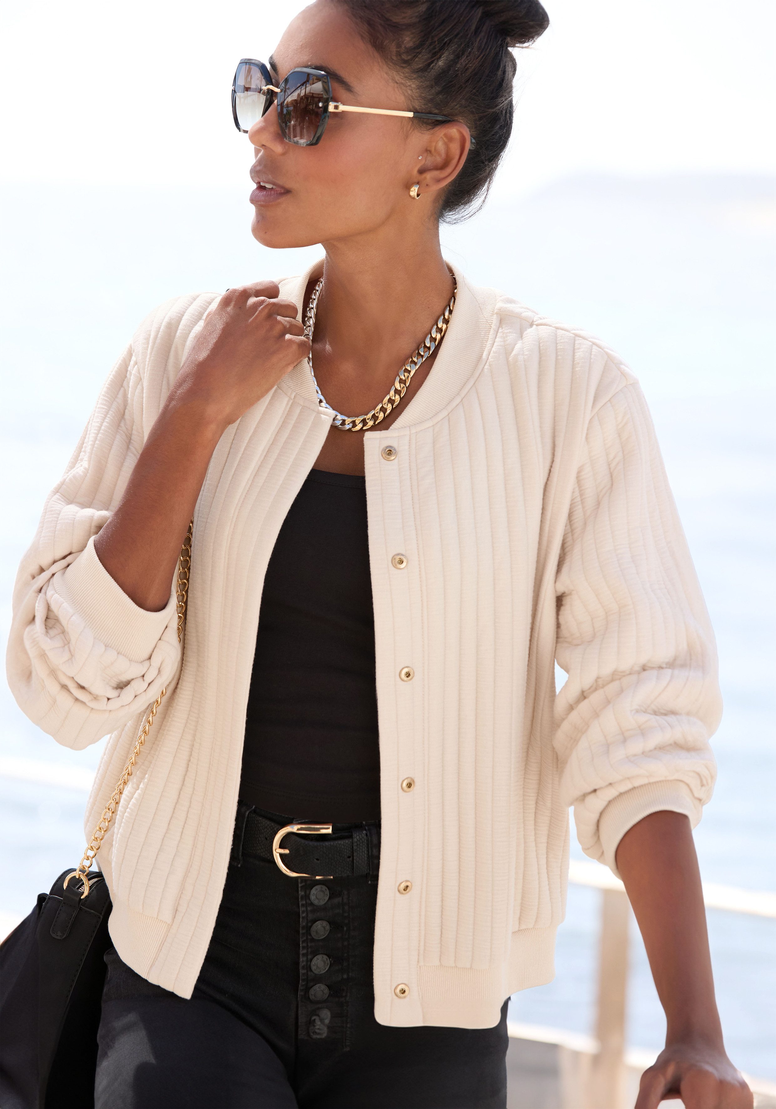 LASCANA Bomberjacke in Stepp-Optik