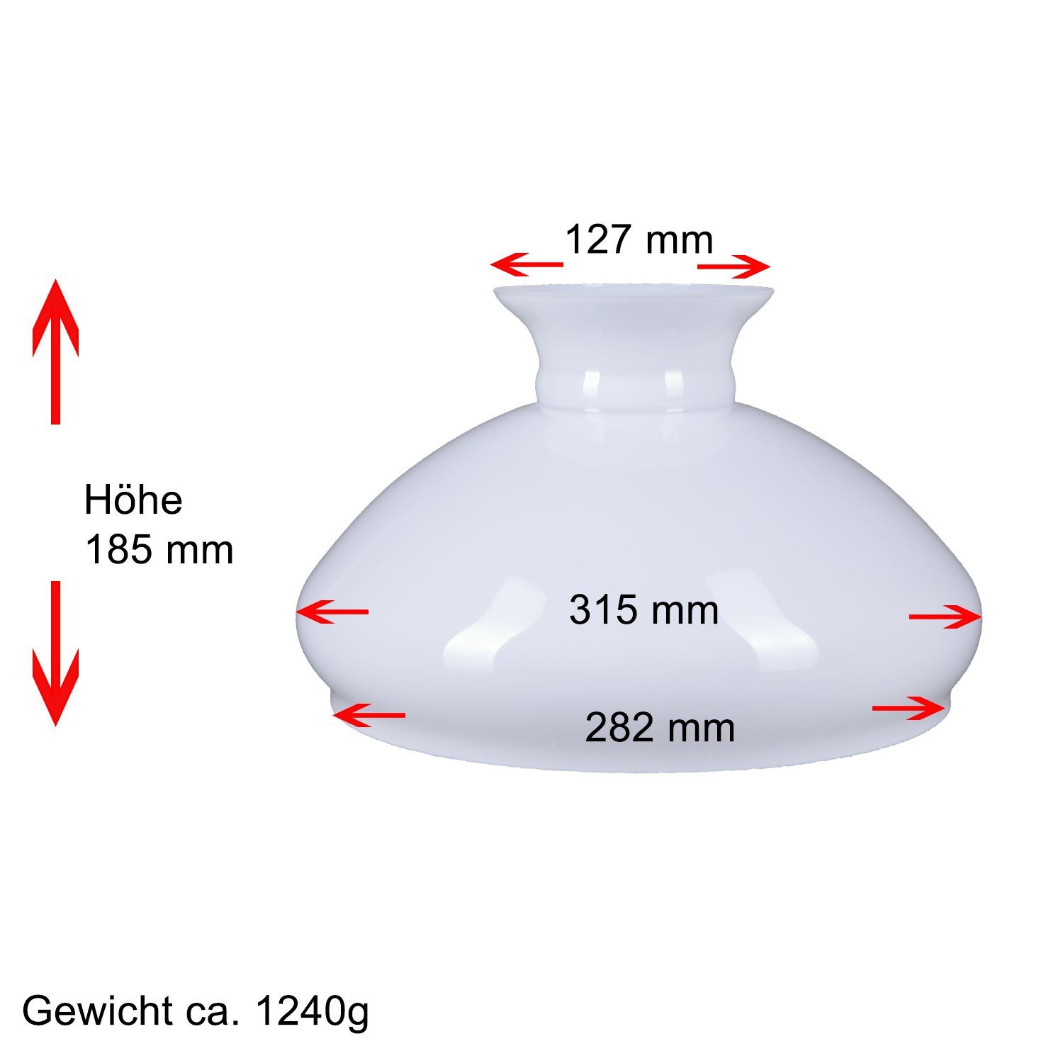 Home4Living Lampenschirm Petroleumglas Lampenglas weiß glänzend Ø 282mm Ers günstig online kaufen