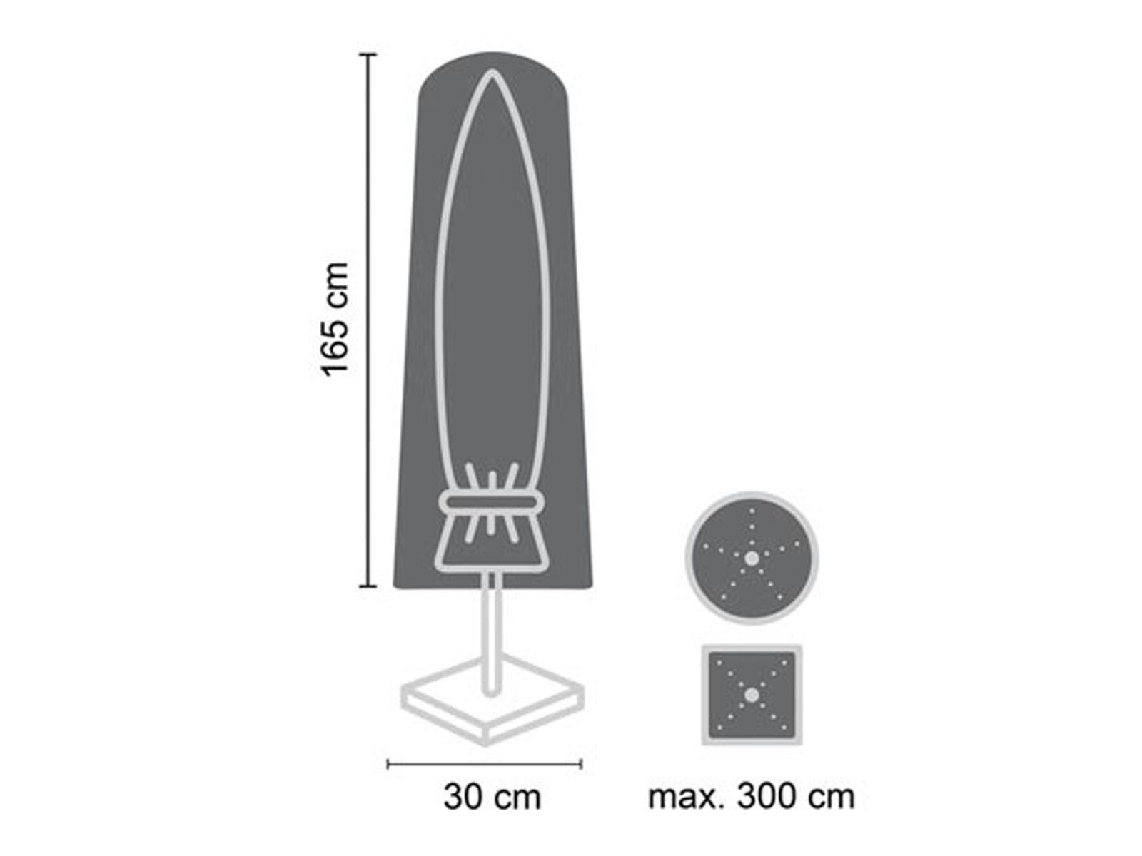 PEREL Sonnenschirm-Schutzhülle (1-St), Abdeckung Garten-Schirm Abdeck-Haube quadratisch & rund bis Ø 300cm