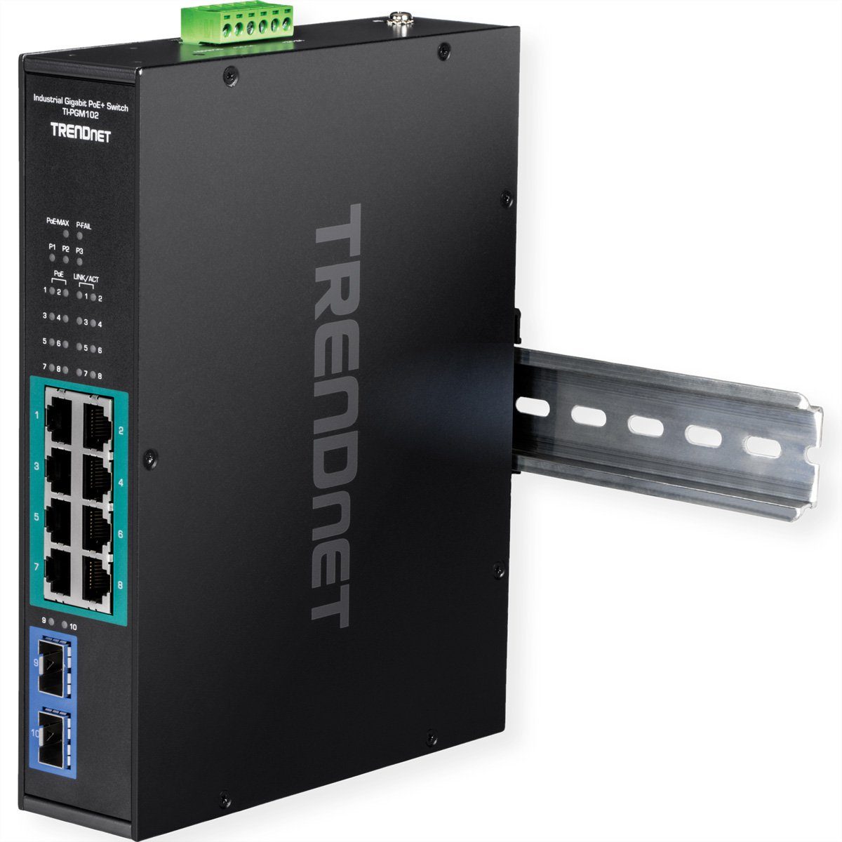 Trendnet TI-PGM102 10 Port Rail Switch Industrial Gigabit PoE+ Netzwerk-Switch