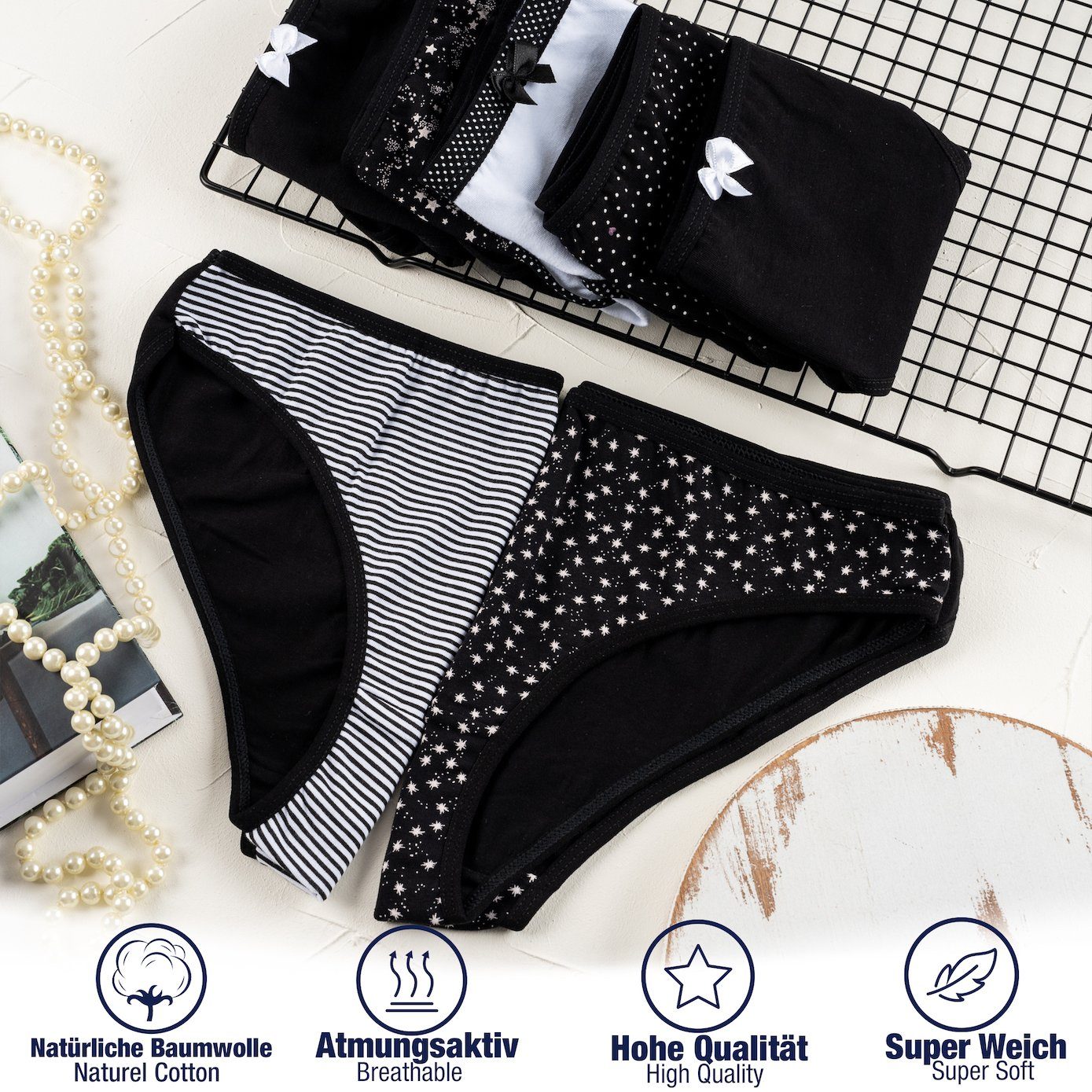 LOREZA Slip 7er Set Slips - Mix - Bunt (Packung, 7-St)