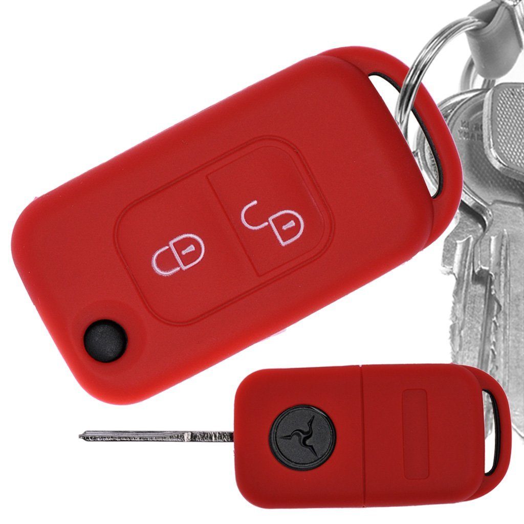 Benz Mercedes Schutzhülle Autoschlüssel Softcase mt-key R170 SLK Rot, 2 Silikon für A-Klasse Tasten W168 Schlüsseltasche Klappschlüssel