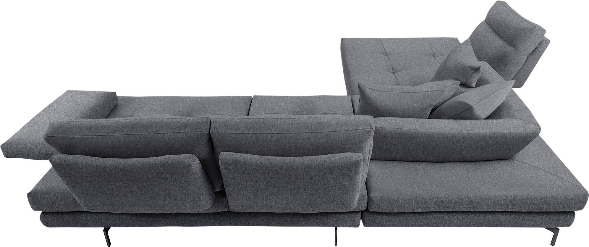 CALIA ITALIA Ecksofa Toby Wing, B/T: 288/232 cm, Designsofa, Premium Sitzkomfort, L-Form, Sitztiefenverstellung, wahlw. mit Kissen-Set,Füße schwarz matt