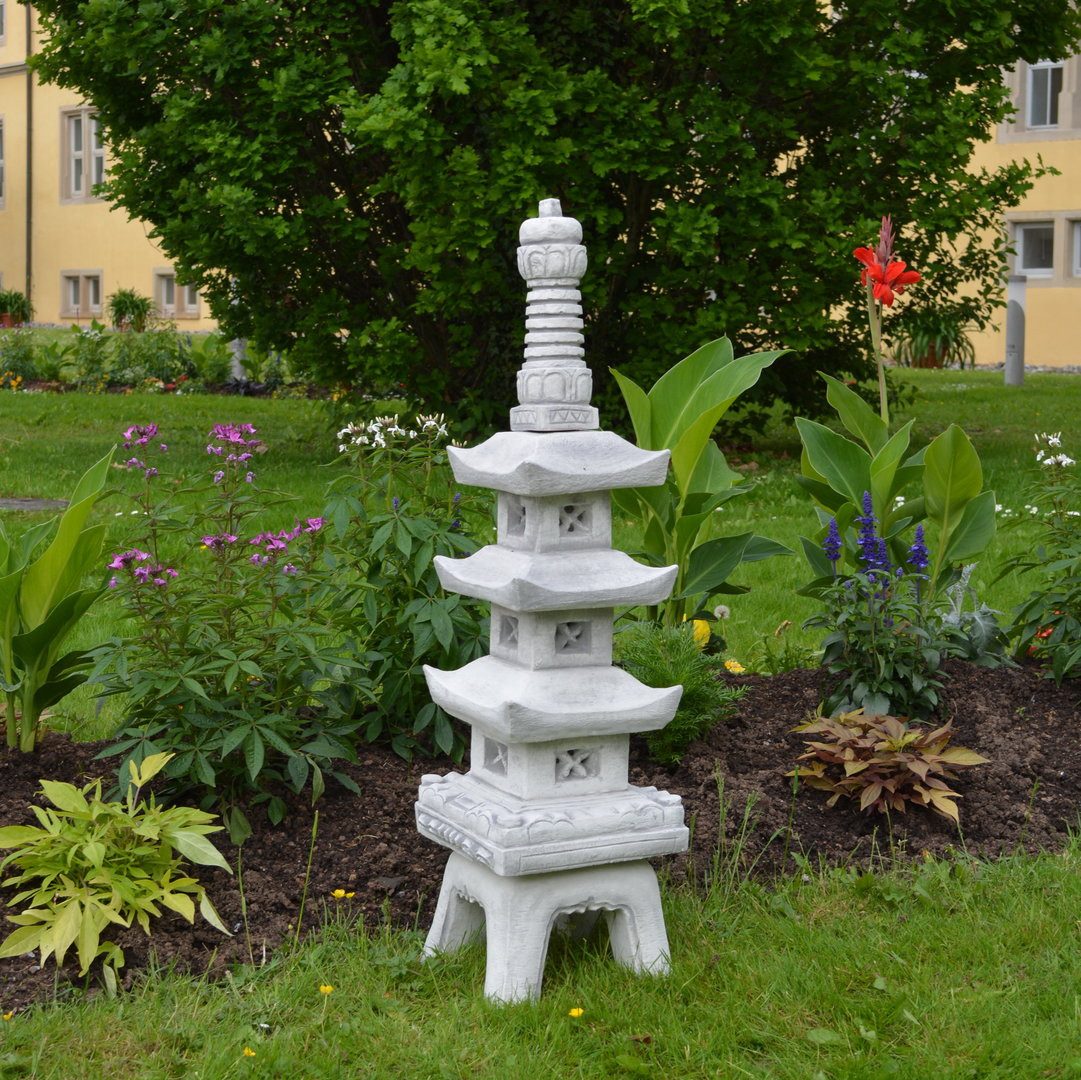 gartendekoparadies.de Gartenfigur Japanische Steinpagode Steinlaterne, H. 92 cm, 38 kg, Frostsicher