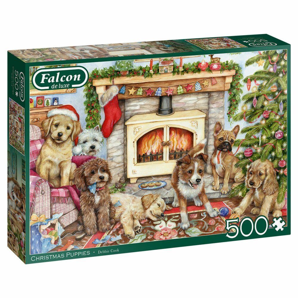 Jumbo Spiele Puzzle Falcon Christmas Puppies 500 Teile, 500 Puzzleteile