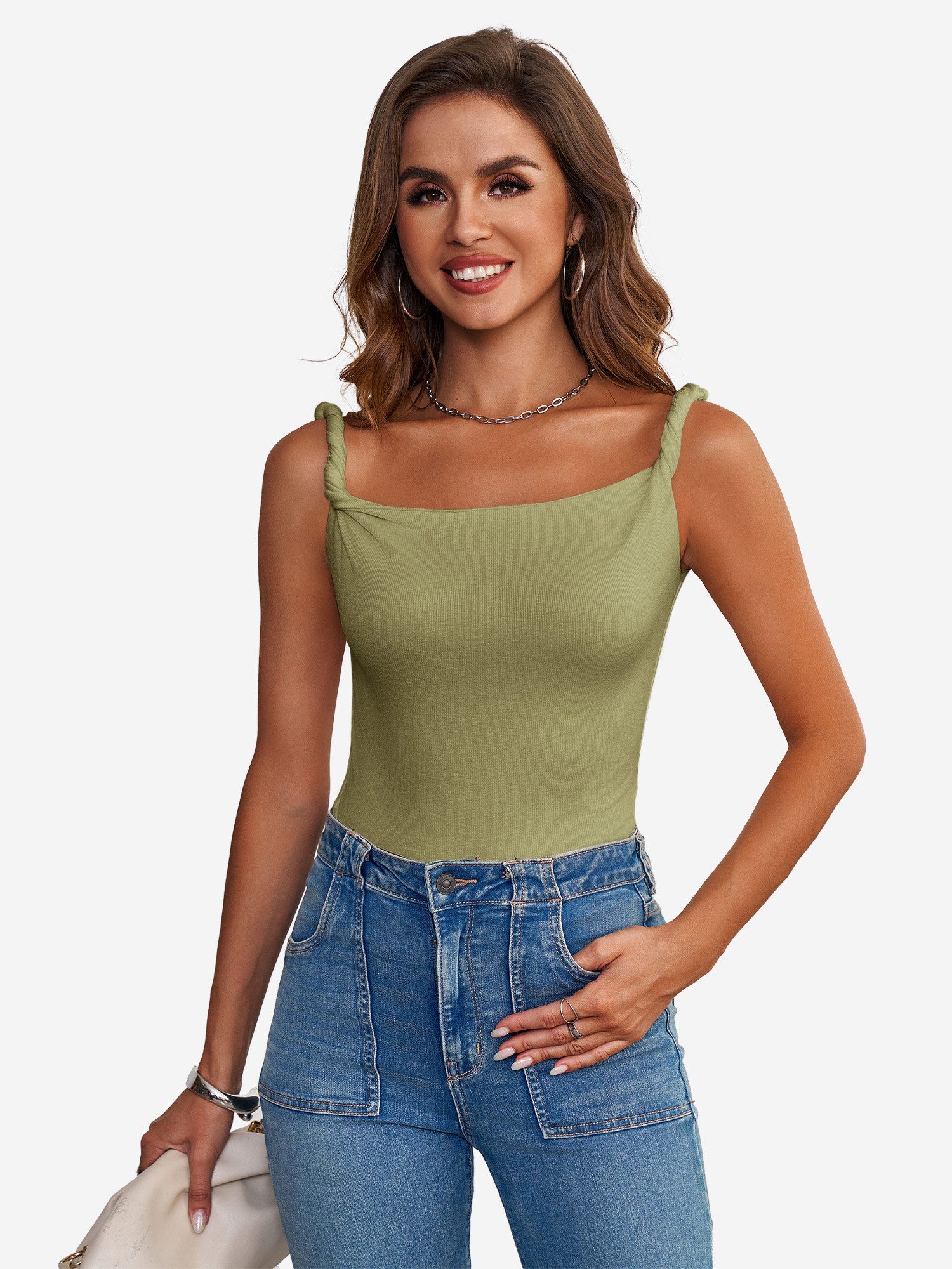 Imily Bela Trägertop Damen-Top Tailliert mit Knoten-Trägerdesign (Packung, 1-tlg., 1per-Pack) Y2K Stil