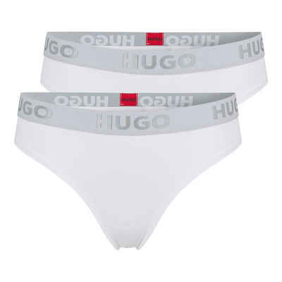 HUGO Slip Thong Sporty Logo (2-St., 2er Set unifarbene Slips) mit elastischem Logobund