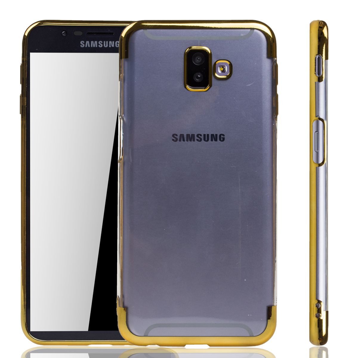 König Design Handyhülle Samsung Galaxy J6 Plus, Samsung Galaxy J6 Plus Handyhülle Bumper Backcover Gold