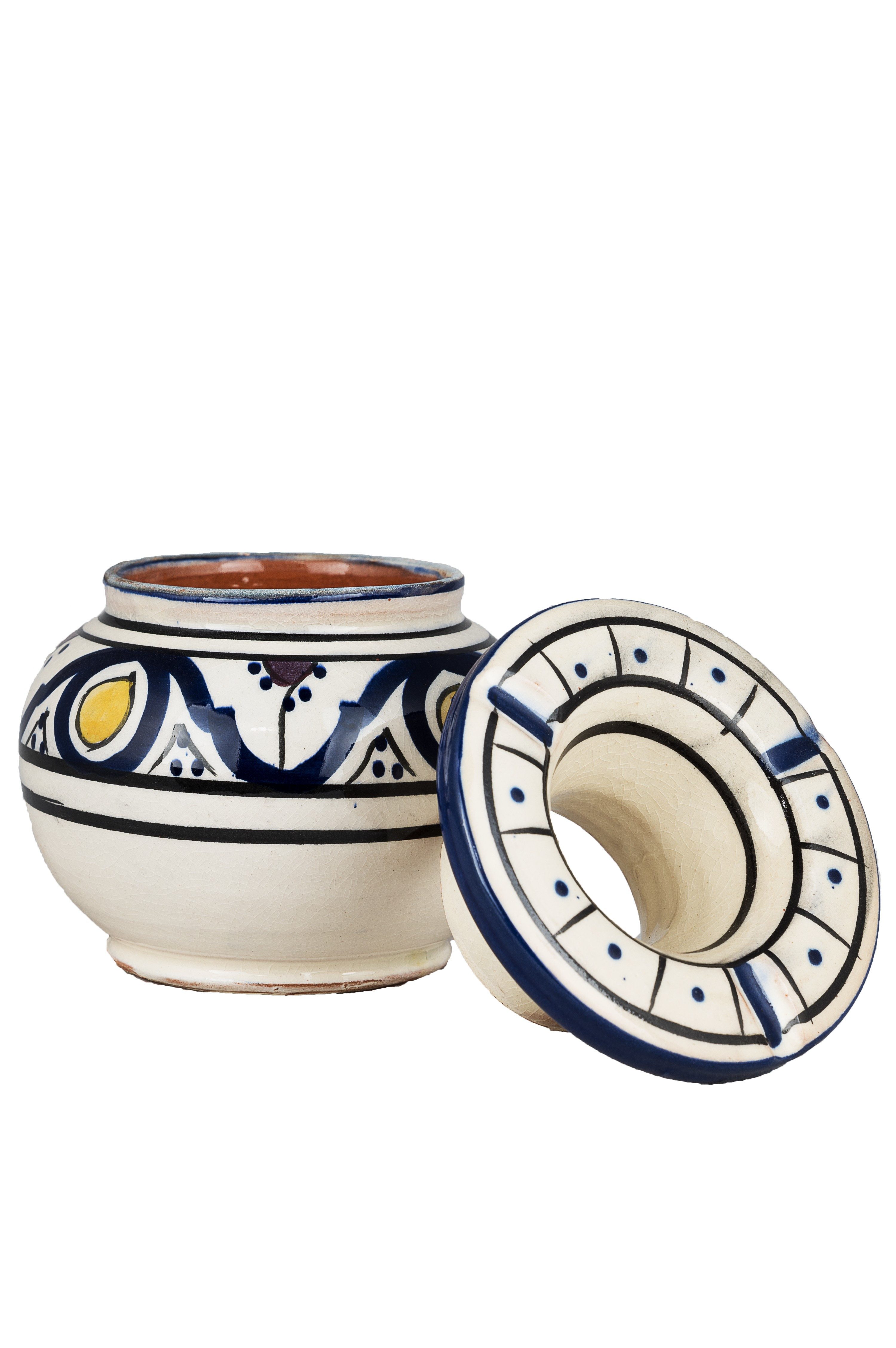 Marrakesch Orient & Mediterran Interior Aschenbecher Marokkanischer Aschenbecher Adara aus Keramik bunt rund 11 cm Deko, Handarbeit