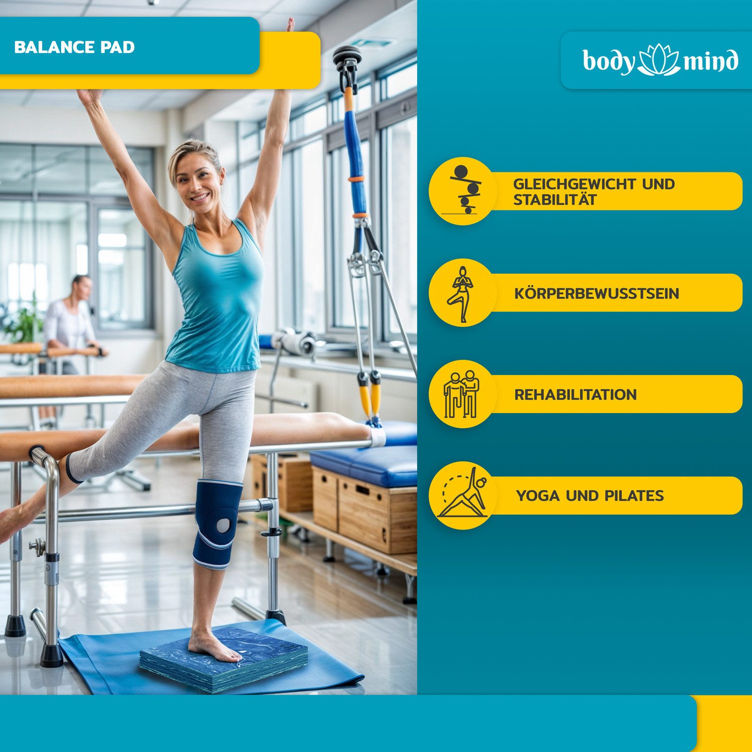 Body & Mind Balance Pad Gleichgewichtsunterlage TPE–Rutschfest,Weichschaum,Stabilitätstraining, (40 x 29 cm Balancekissen, für Stabilität & Koordination), Weichschaum-Kissen