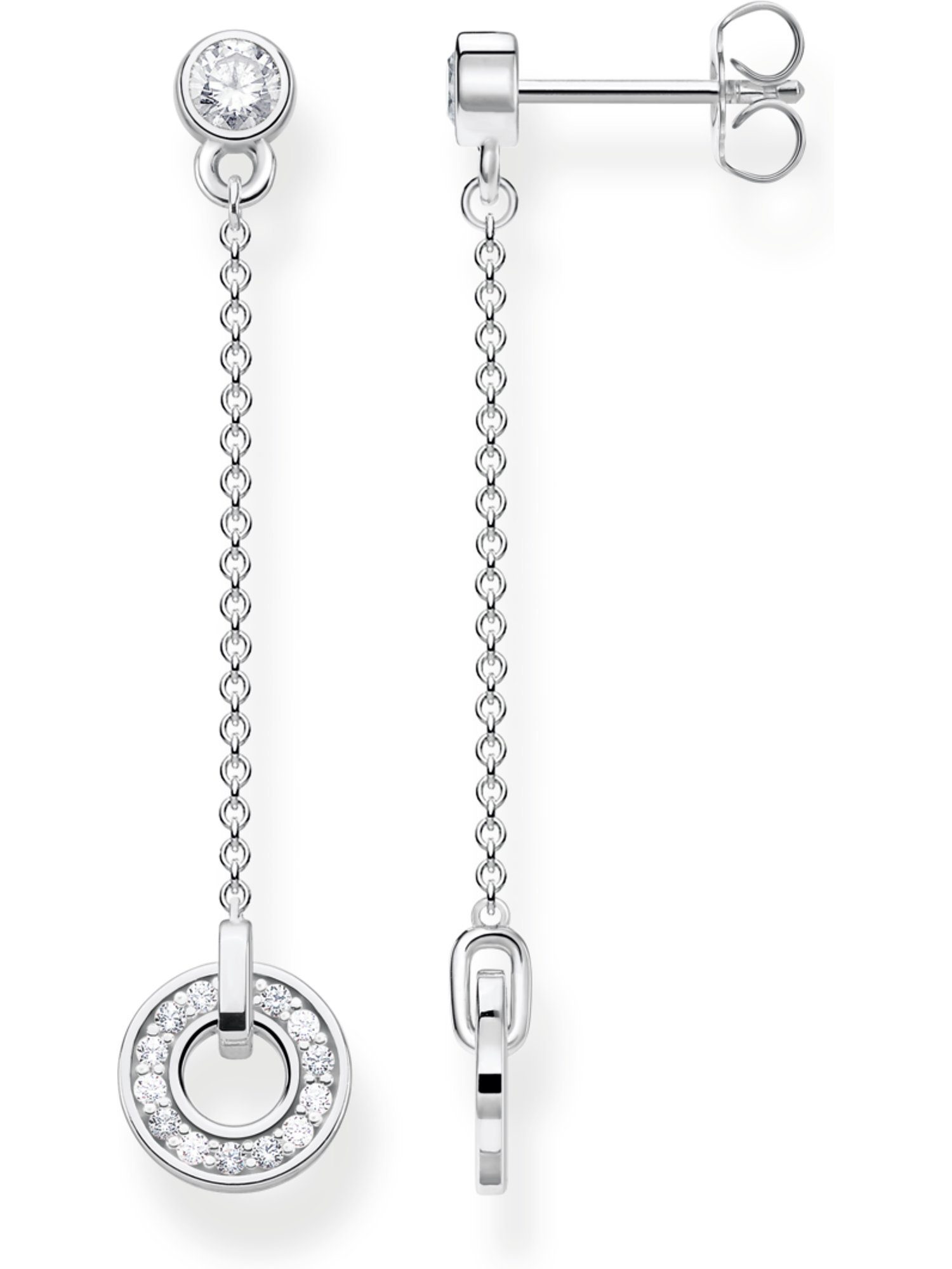 THOMAS SABO Paar Ohrhänger Thomas Sabo Damen-Ohrhänger 925er Silber Zirkonia,  Länge: 4,2 cm, Breite: 0,8 cm, Stärke: 1 mm