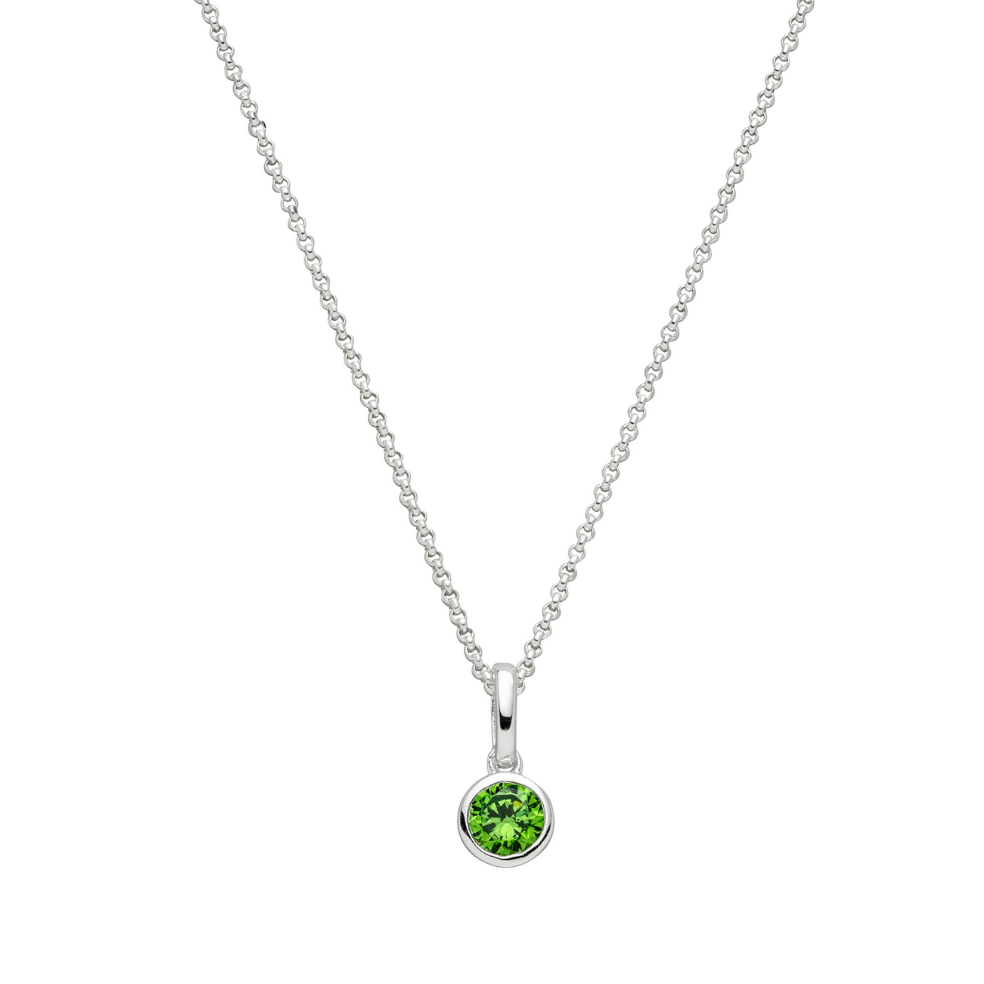 SCHOSCHON Kette mit Anhänger Halskette mit kleinem Zirkon Anhänger Rollokette 925 Silber