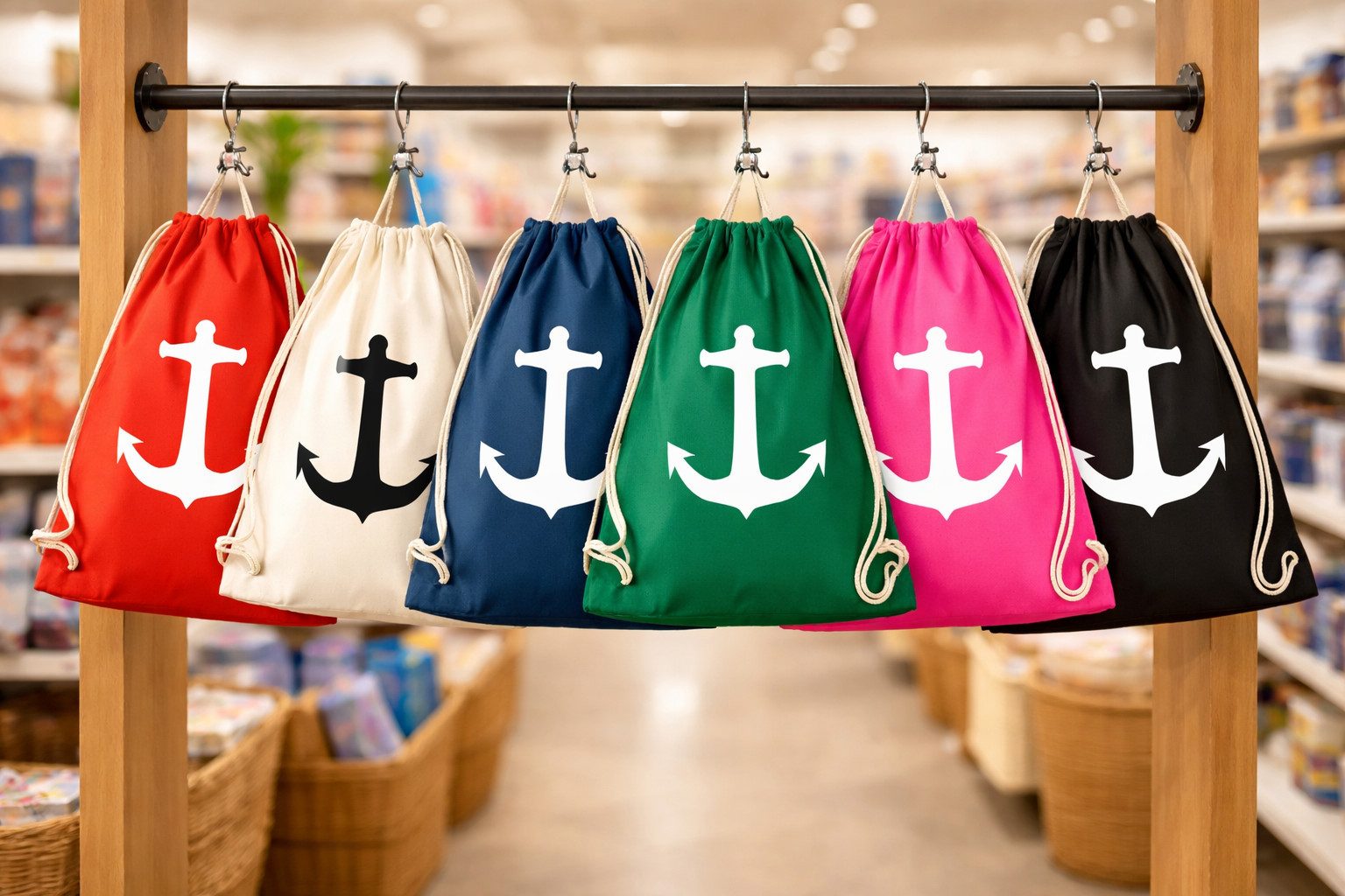 Blondie & Brownie Turnbeutel Maritimer Turnbeutel Anker Baumwolle Freizeit Sport Tasche Komfort (Einzelstück, Einzelartikel), Turnbeutel Anker Baumwolle Sportbeutel maritim Freizeit Tasche Uni