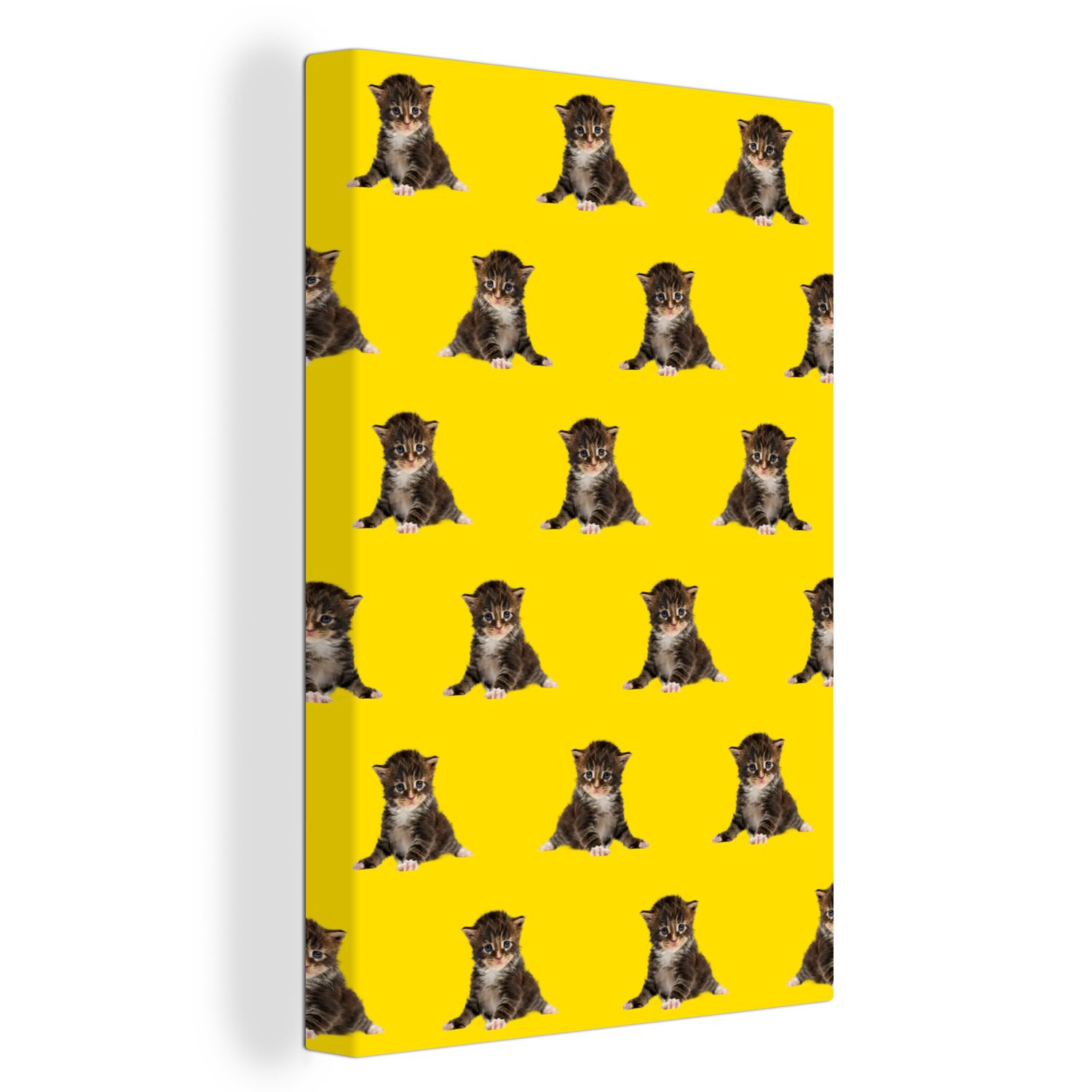 OneMillionCanvasses® Leinwandbild Kätzchen - Muster - Gelb, (1 St), Leinwandbild fertig bespannt inkl. Zackenaufhänger, Gemälde, 20x30 cm
