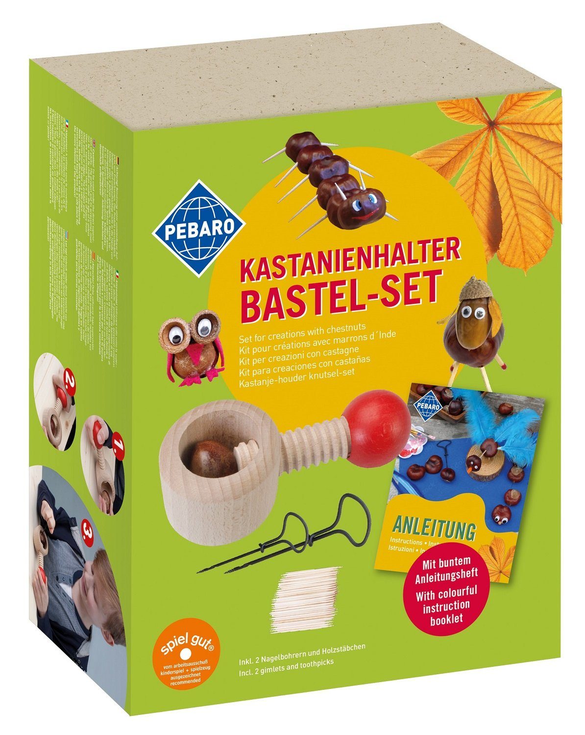 Pebaro Kreativset Kastanienbohrer-Set mit Anleitungsheft, Set Kastanienbohrer 5