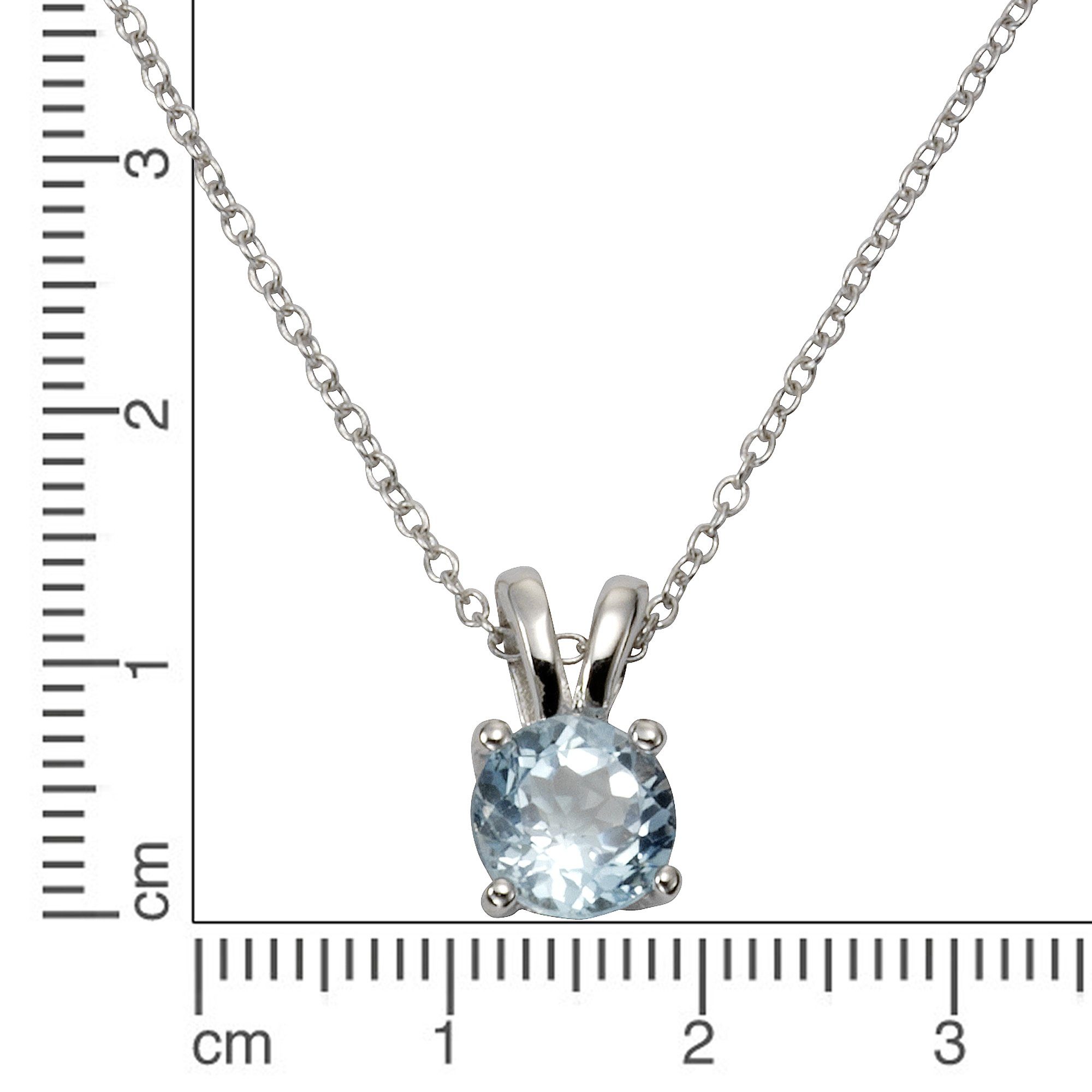 Zeeme Kette mit Anhänger Silber 925 rhodiniert 42+3cm mit Blautopas (beh) günstig online kaufen