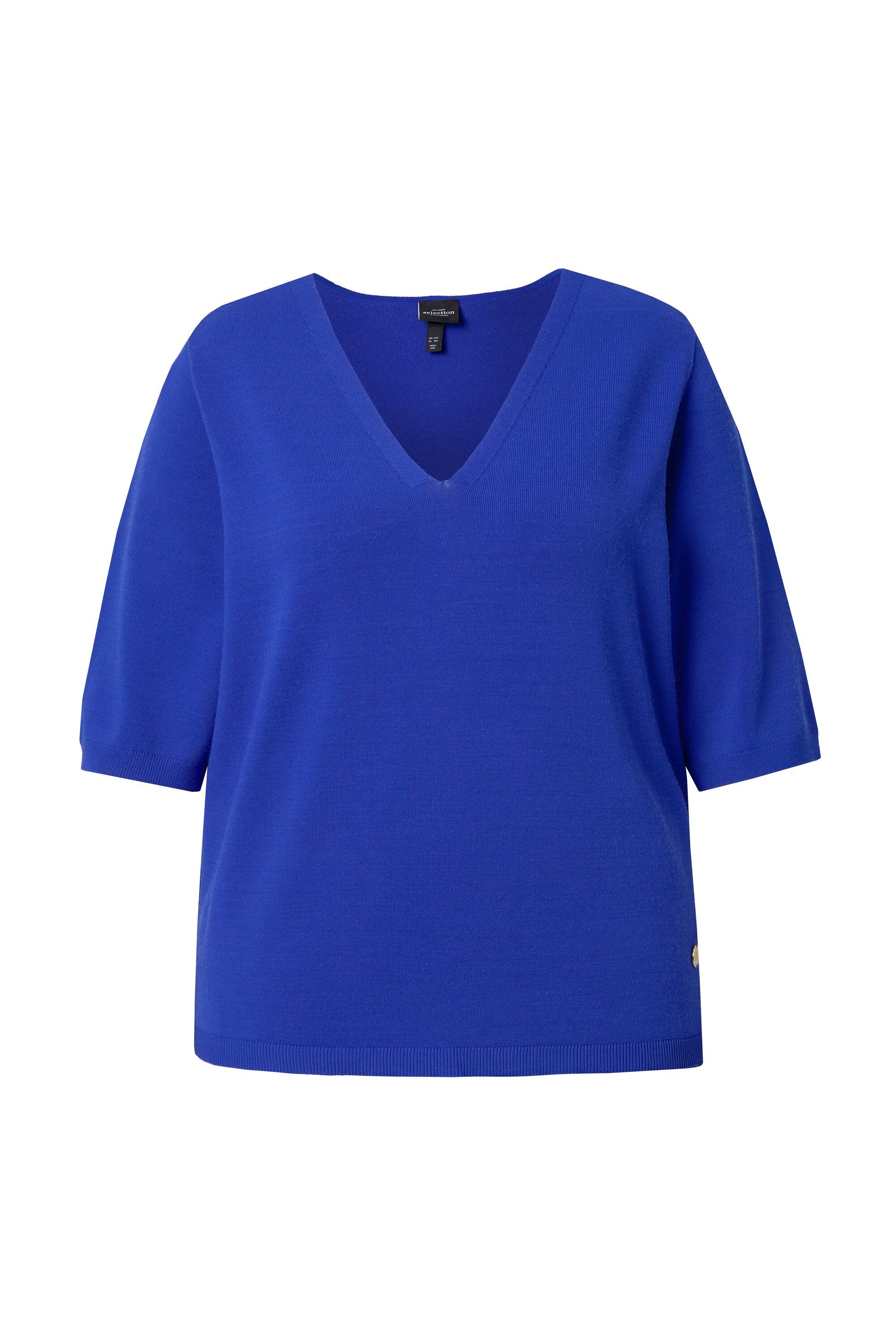 Strickpullover Pullover elastischer Saum V-Ausschnitt Halbarm