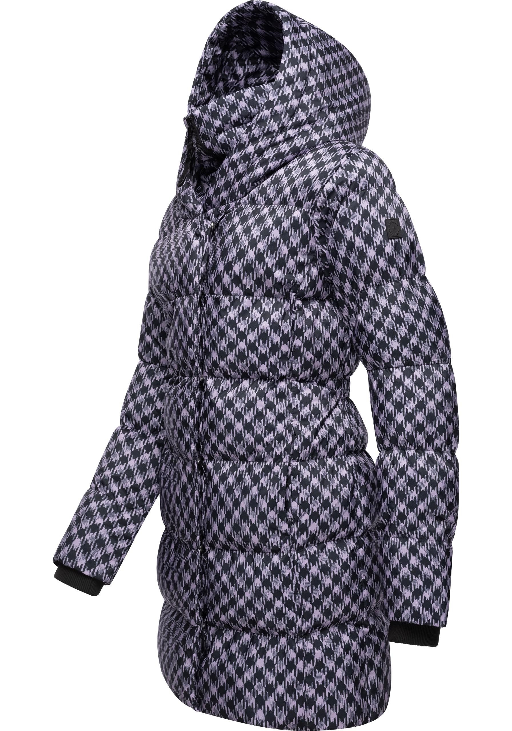 Ragwear Steppmantel Niara Print wasserdichter Mantel mit angesagtem Hahnentritt Muster