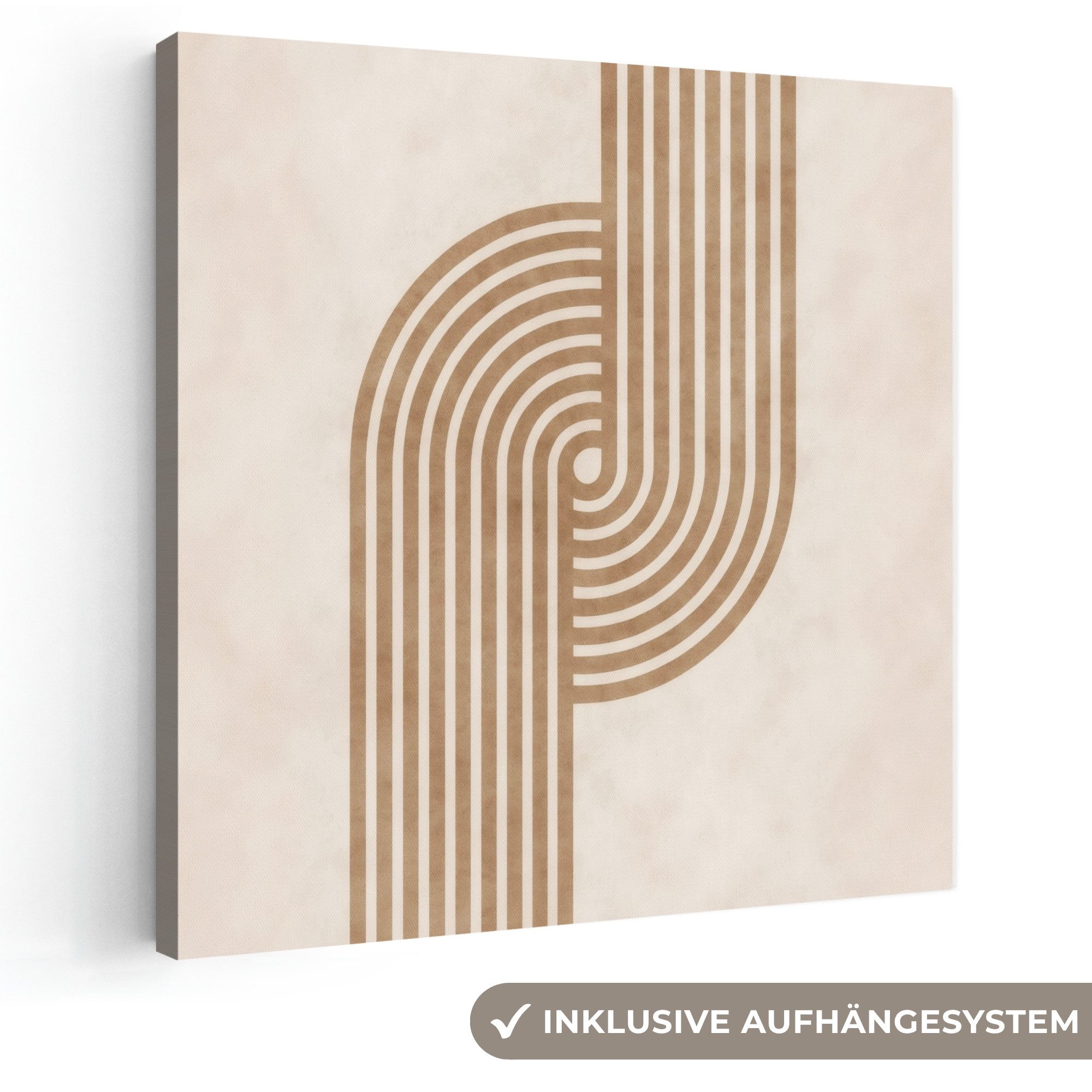 OneMillionCanvasses® Leinwandbild Symmetrische Biegung - kupferfarbig, Fotodruck (1 St), Wandbild, Deko Schlafzimmer Wohnzimmer Flur 20x20 cm