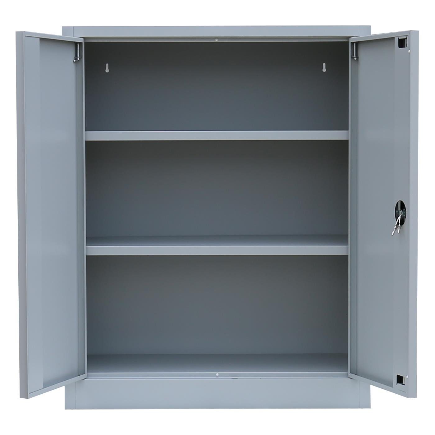 Steelboxx Mehrzweckschrank Lüllmann® Flügeltürenschrank, 2,5 kein x komplett 800 | grau mm 383 grau und 1000 Aufbau verschweißt, (1-St) x montiert notwendig OH