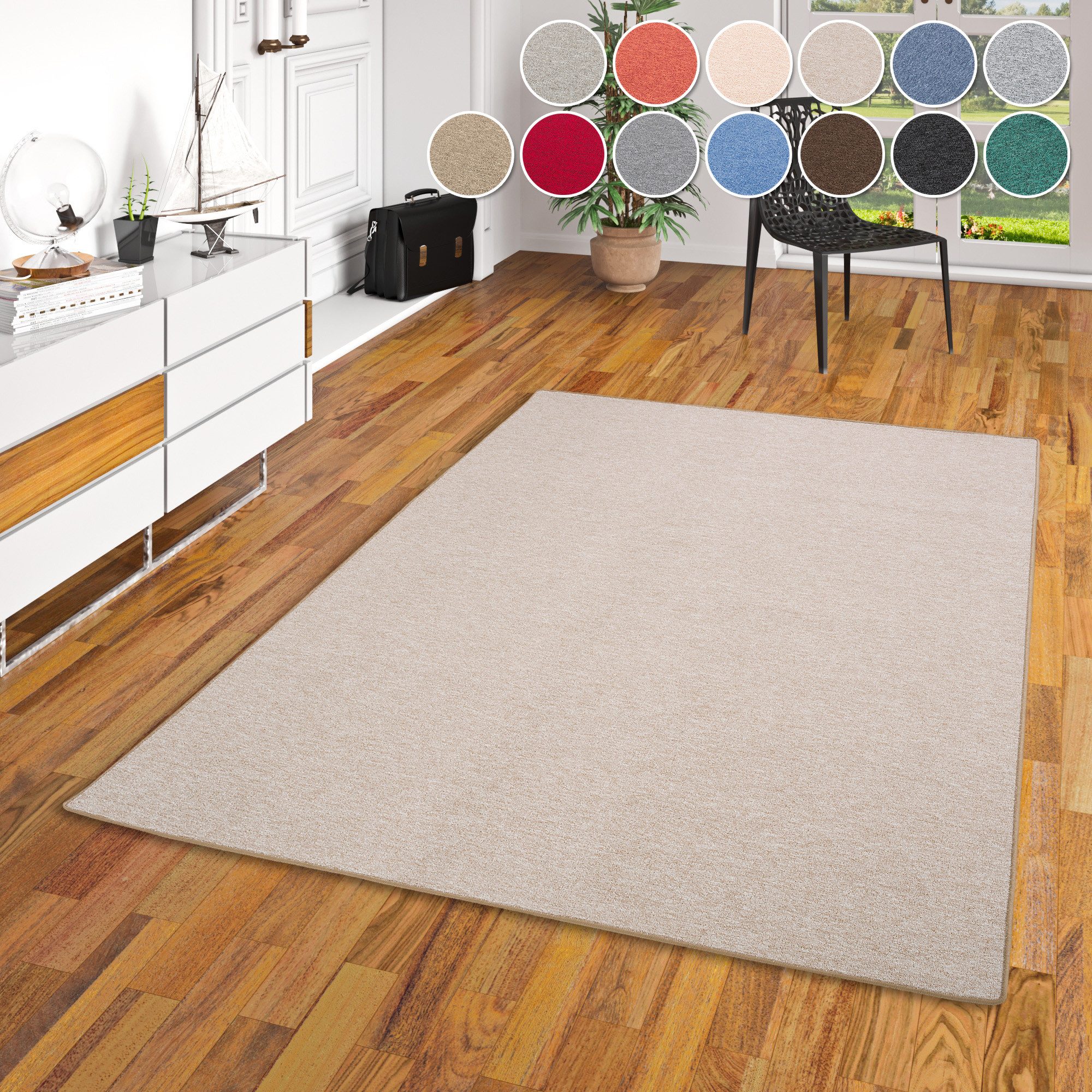 OTTO home Teppich Fortis, Schlinge, Made in Netherlands, rechteckig, Höhe: 5 mm, Uni Farben, gekettelt, auch als Läufer, strapazierfähig, Wohnzimmer
