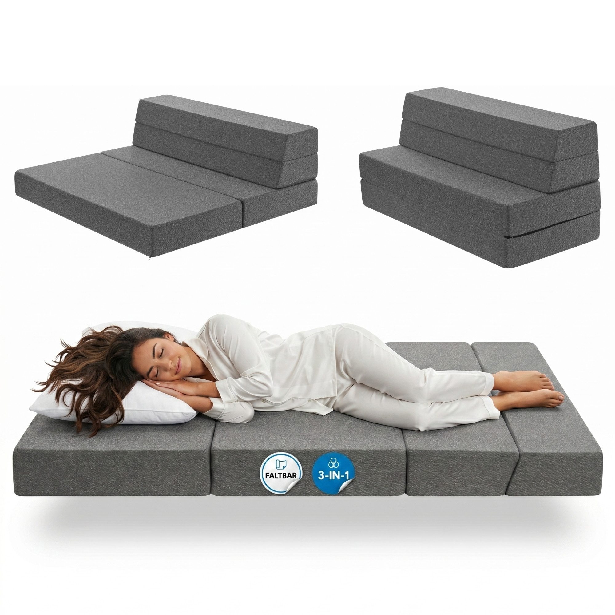 Klappmatratze Arensberger Multifold Klappmatratze 140x200 cm, 15 cm hoch, Klappsofa, Arensberger, 15 cm hoch, (140 x 200 cm, 140x200cm), Gästebett klappbar, Faltmatratze & Campingmatratze, OEKO-TEX 100