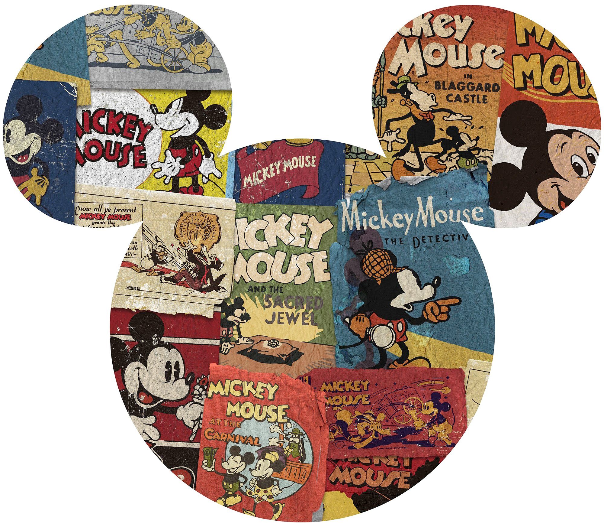 Komar Vliestapete Vlies selbstklebend - Mickey Head Billboard - Größe 125 x 125 cm, glatt, bedruckt, (1 St), Kinderzimmer