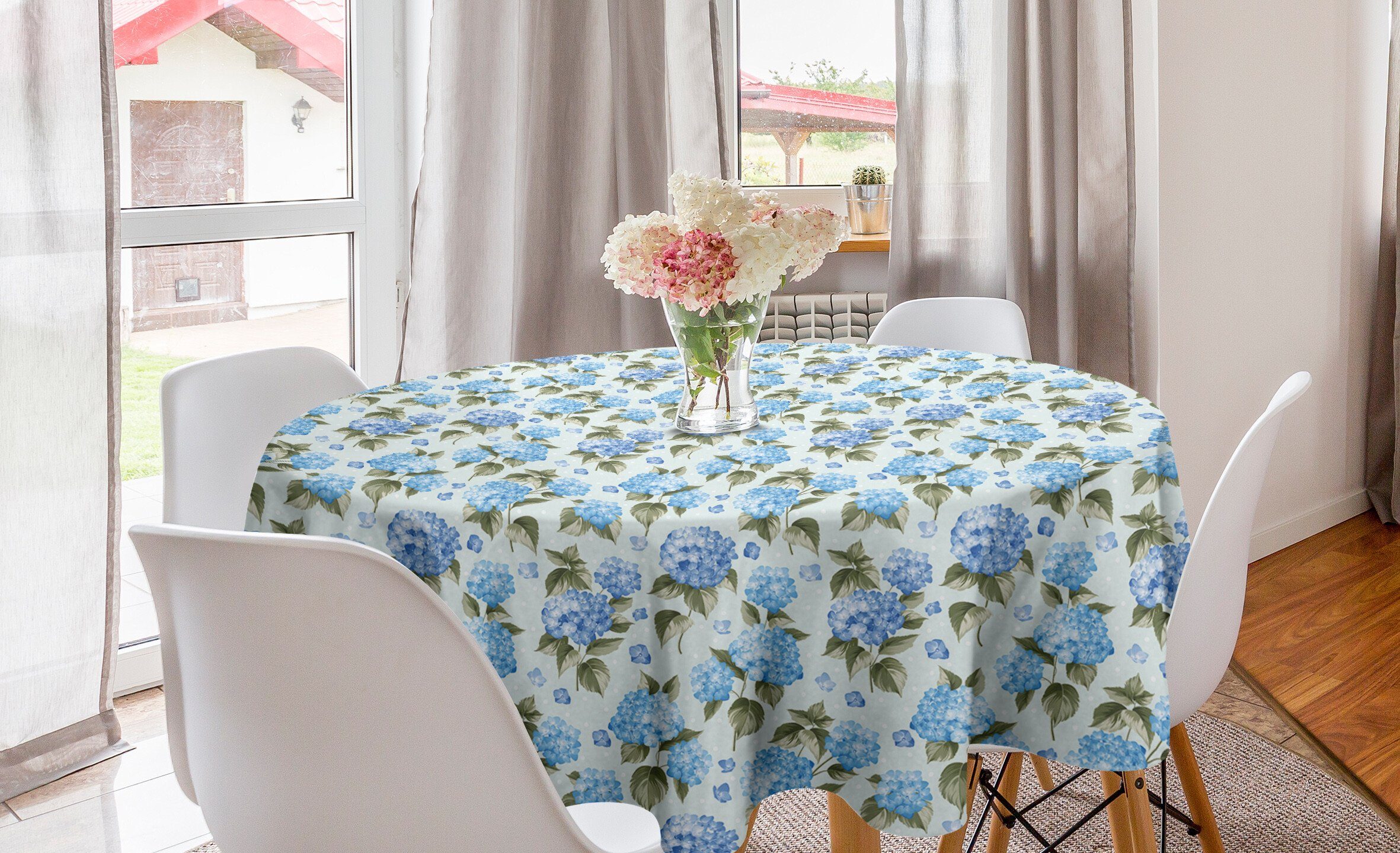 Abakuhaus Tischdecke Kreis Tischdecke Abdeckung für Esszimmer Küche Dekoration, Braut Hydrangea-Blumen-Strudel