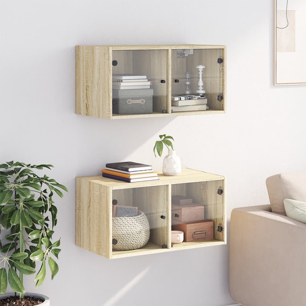 vidaXL Hängeschrank Wandschränke mit Glastüren 2 günstig online kaufen