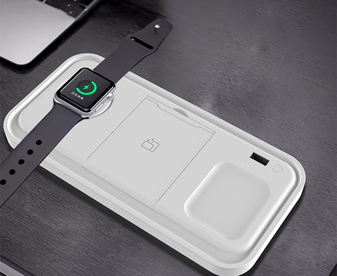 NEWQI Faltbare 3-in-1 Wireless Charging Station mit LED-Lampe und Ventilator Wireless Charger (2000,00 mA, Kompaktes 3-in-1 Set: Wireless Charger, USB-C Kabel,  – Bild 3 von 5