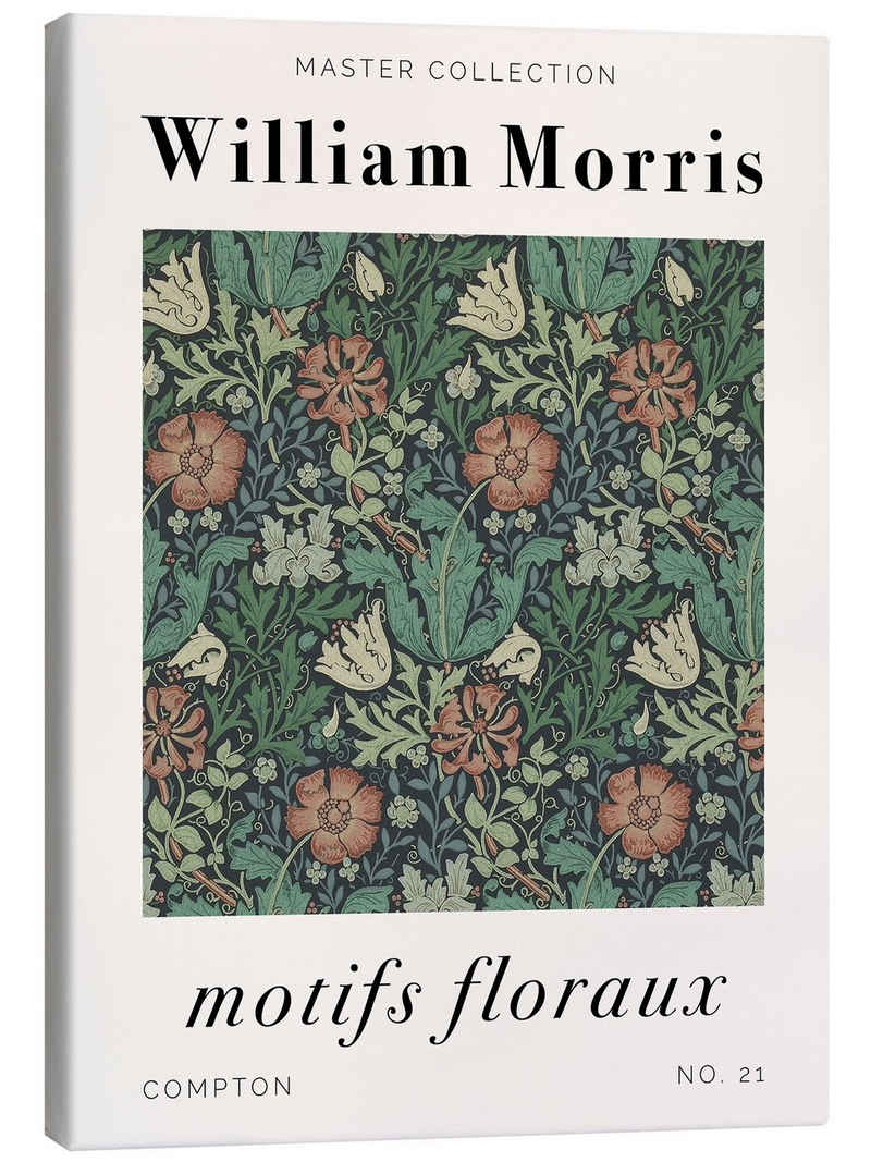 Posterlounge Leinwandbild William Morris, Motifs Floraux - Compton, Schlafzimmer Boho Malerei