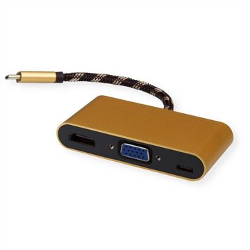 ROLINE GOLD Display Adapter USB Typ C - VGA / HDMI / C (PD) Audio- & Video-Adapter USB Typ C (USB-C) Männlich (Stecker) zu HDMI Typ A Weiblich (Buchse), 10.0 cm