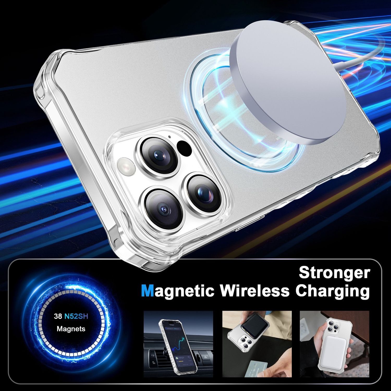 Wigento Handyhülle Für Apple iPhone 16 Pro Max Solid MagSafe Ring Halter Hülle Silber, MagSafe, stoßfest, mit Ringhalter