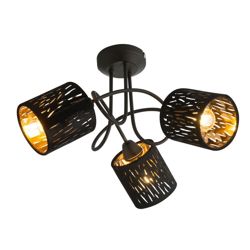 Leuchtmittel schwarz Samt 3 gold Globo flammig Deckenlampe Deckenleuchte, nicht Deckenleuchte Wohnzimmerlampe inklusive,