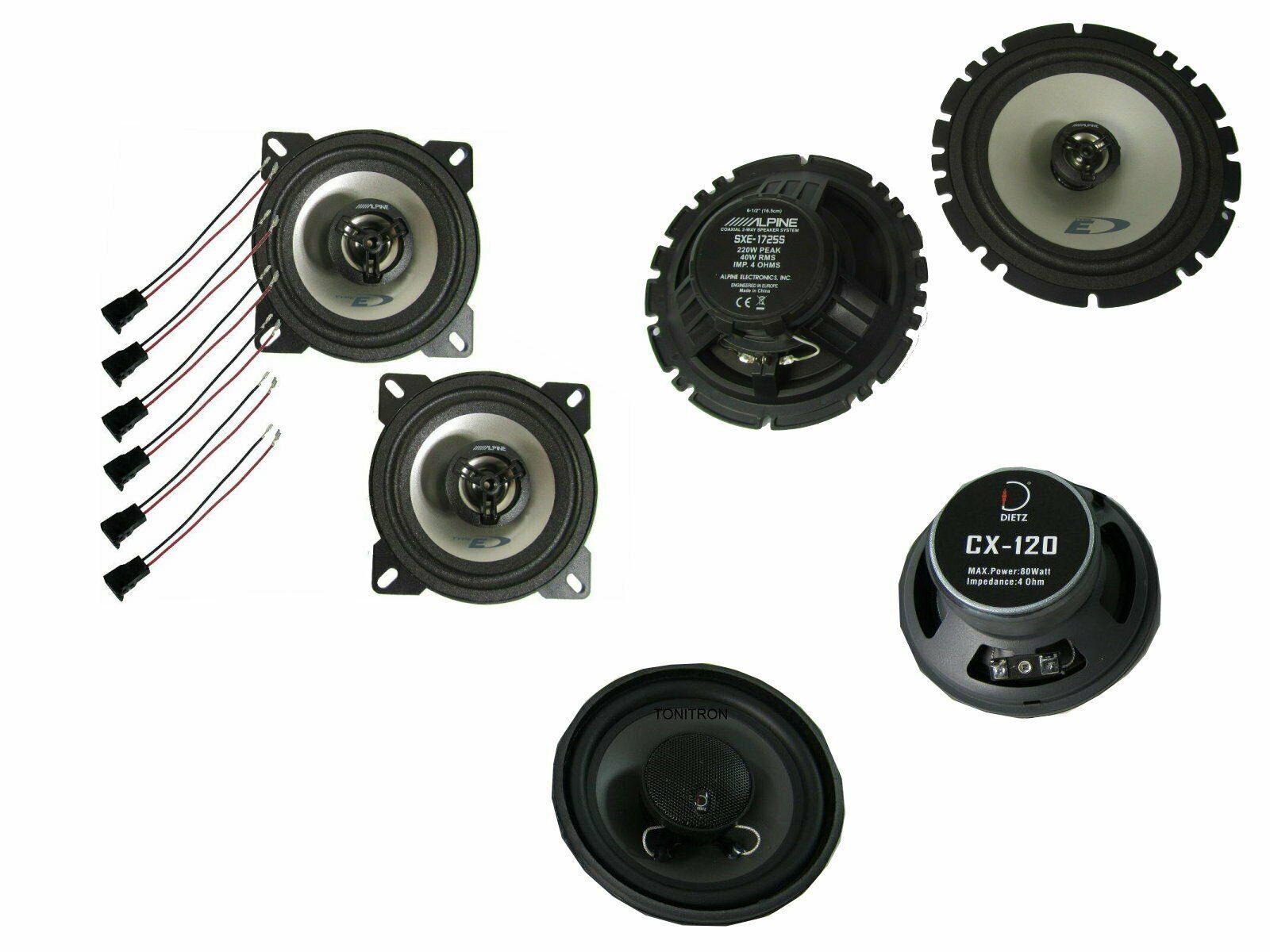DSX Alpine passend für VW Bus T4 1990-2003 Set Tür Vorne Seitenteil hinten Auto-Lautsprecher (100 W)