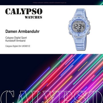 CALYPSO WATCHES Digitaluhr Calypso Unisex Uhr Digital Sport K5801/2, Damen, Herrenuhr rund, mittel (ca. 35mm) Kunststoffband, Sport-Style