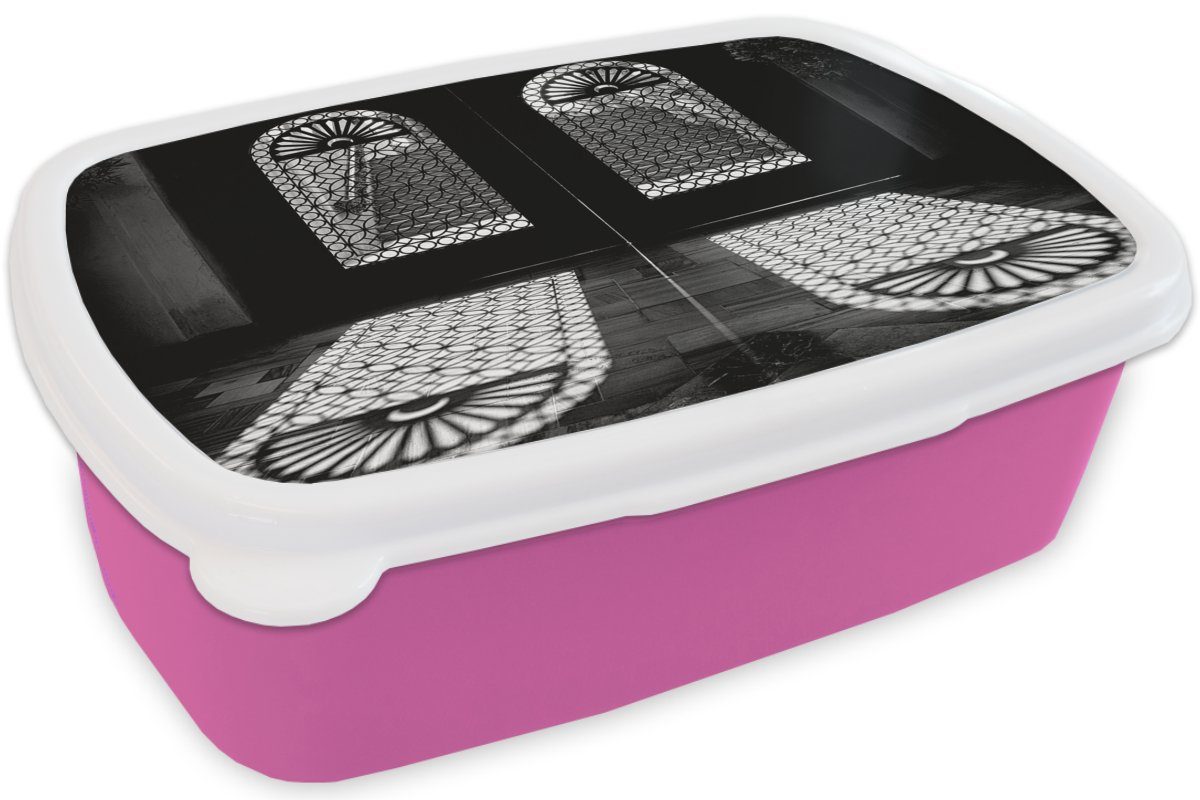 - Schatten Brotbox Brotdose Kunststoff, für Erwachsene, Türen Kinder, Licht, Lunchbox Muster rosa Mädchen, Snackbox, (2-tlg), - - MuchoWow Kunststoff