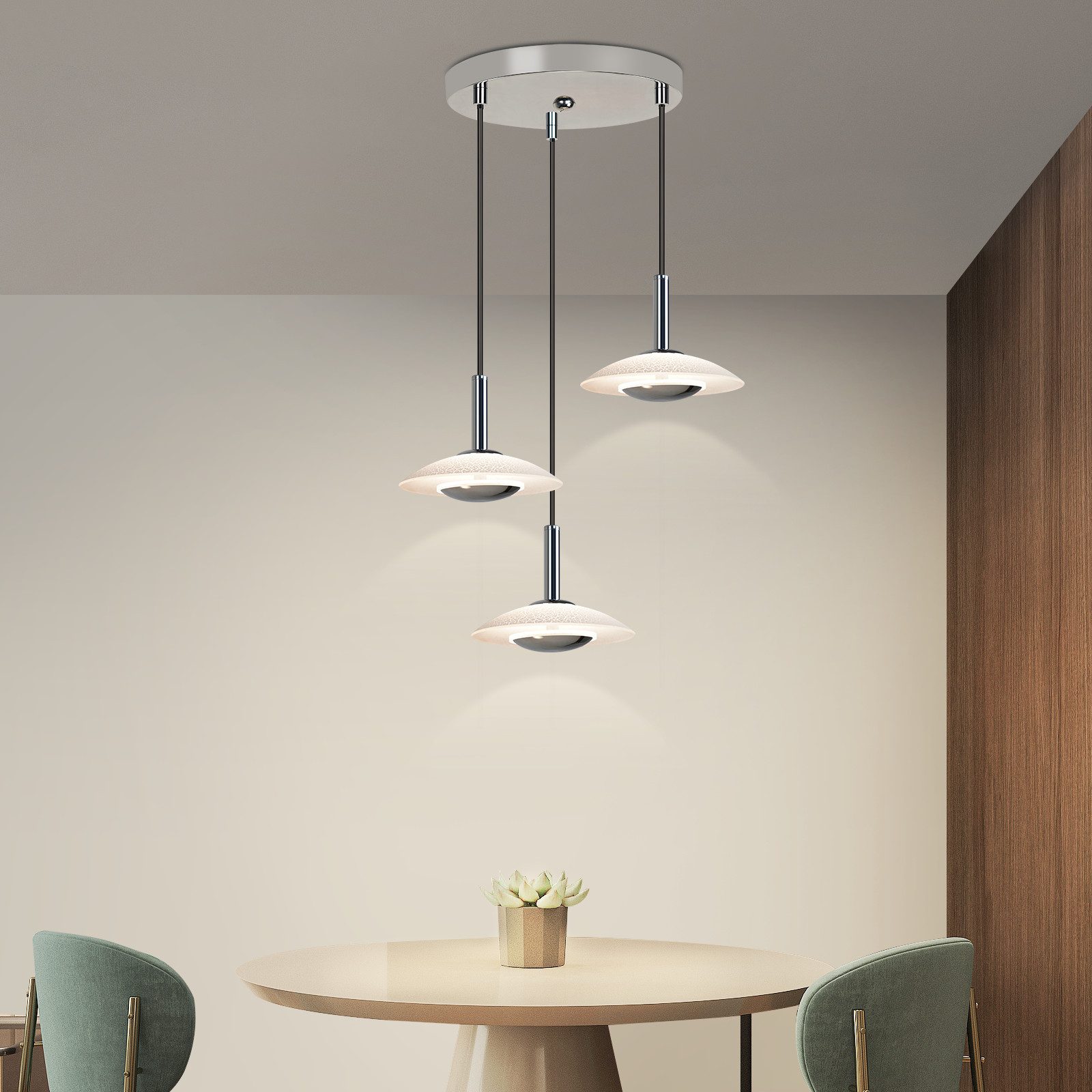 Nettlife LED Pendelleuchte wohnzimmer Esstisch Silber Metall 3/4 Flammig Mo günstig online kaufen