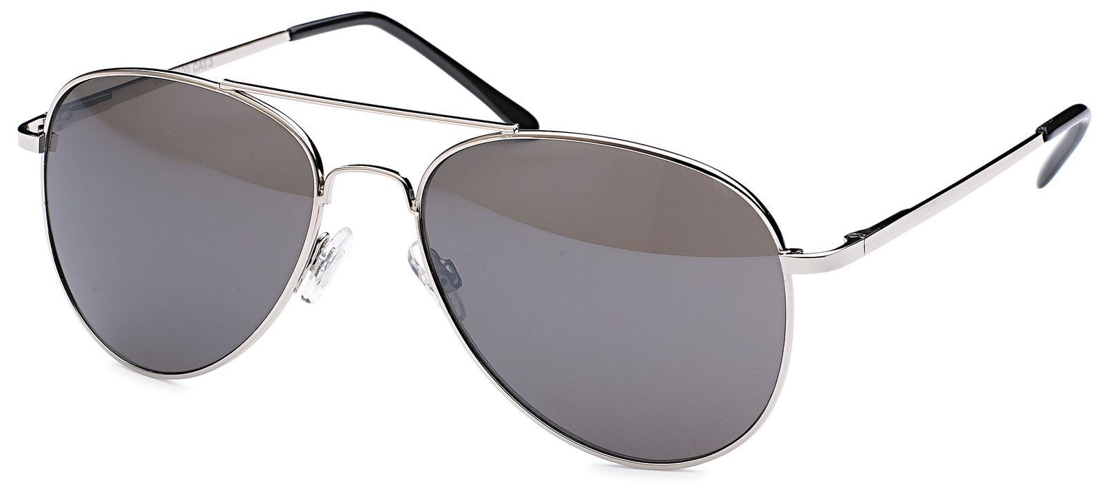 styleBREAKER Sonnenbrille (1-St) Getönt Gestell Silber / Glas Grau getönt