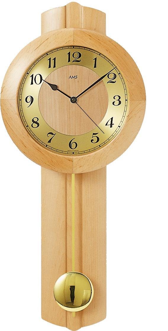 AMS Funk-Pendelwanduhr F5165/16 (Quarzuhr, Holz-/Glasgehäuse, Erle,Esszimme günstig online kaufen