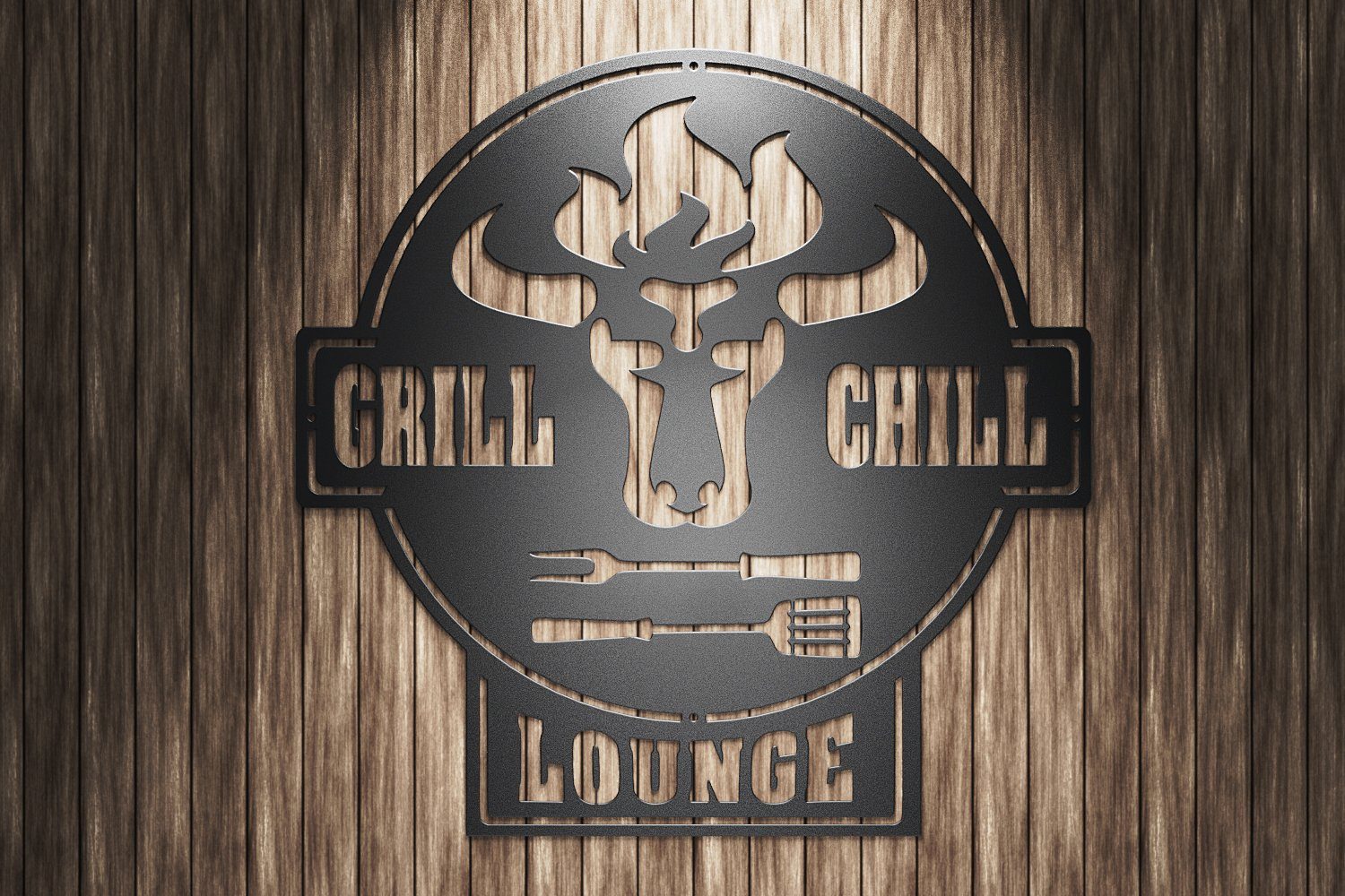 Gartenschild BBQ & Schwarz Lounge Lounge Grill Chill Wanddekoobjekt CG01 Metallschild Grill Schild BBQ teileplus24