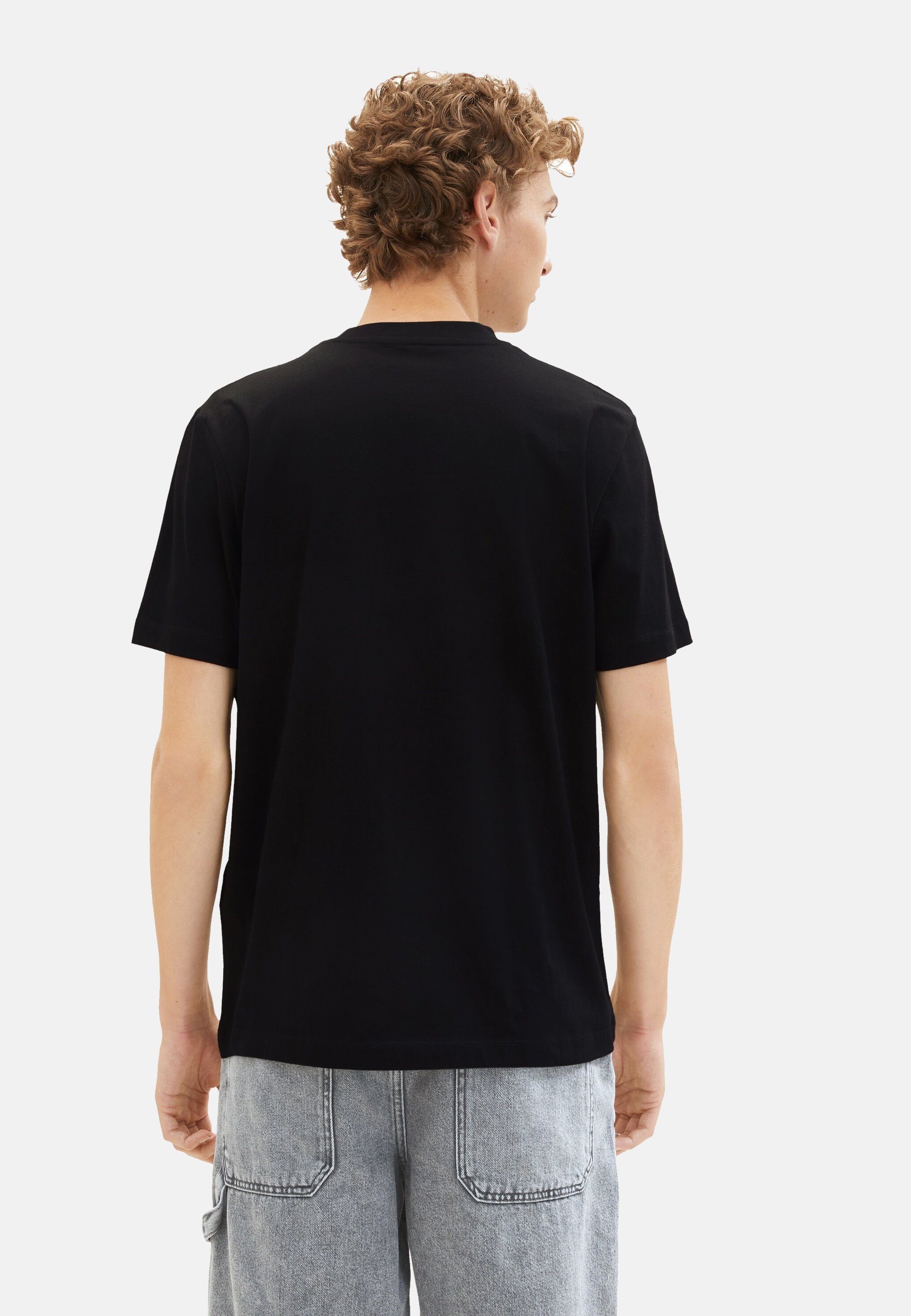 T-Shirt (1-tlg) TOM schwarz T-Shirt TAILOR Kurzarmshirt