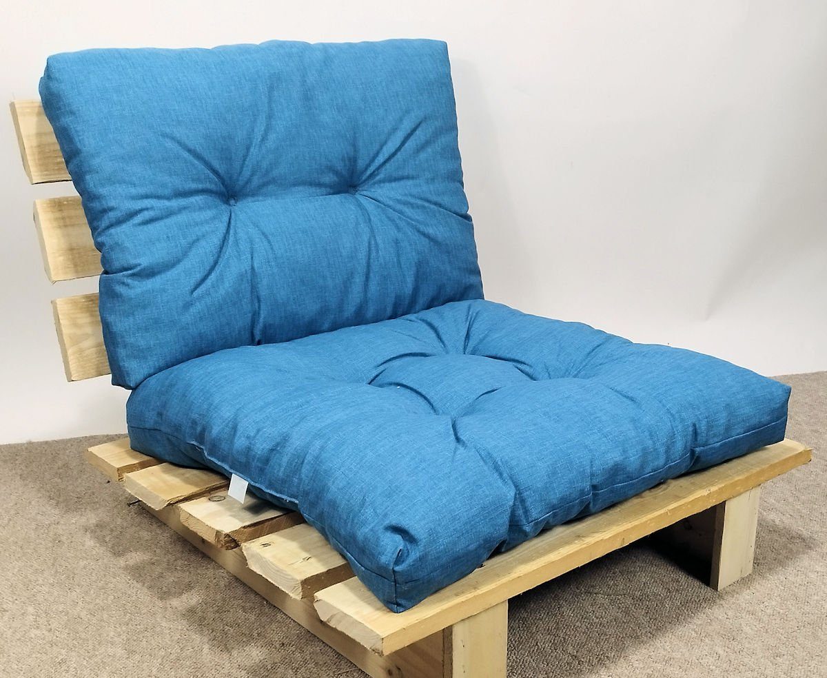 Rattani Sitzkissen Kissen Set PE Polster / Sitz für Rücken hellblau - + Rattanmöbel