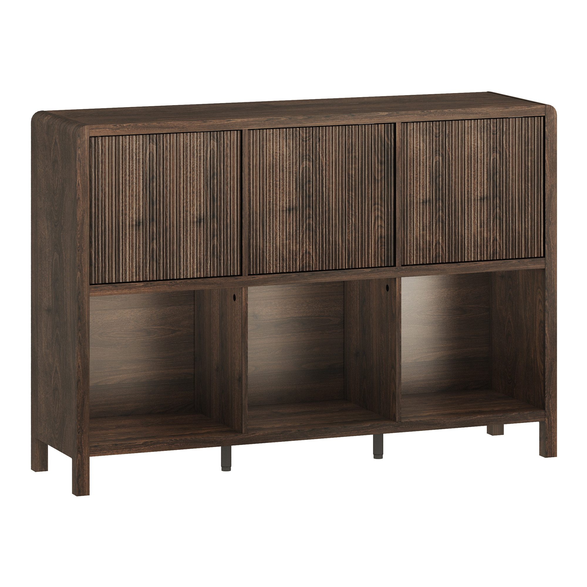 en.casa Sideboard, »Lukkodso« mit 3 Türen, 6 Fächern 77x110x30 cm Walnussop günstig online kaufen