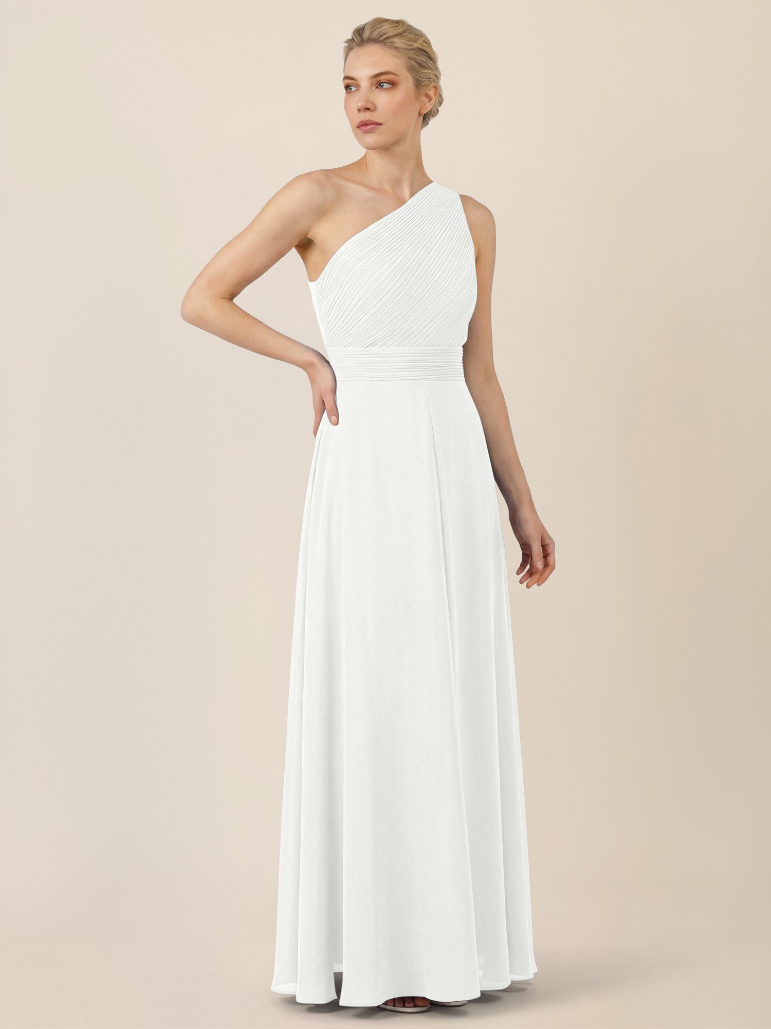 Apart Chiffonkleid mit One-Shoulder-Design