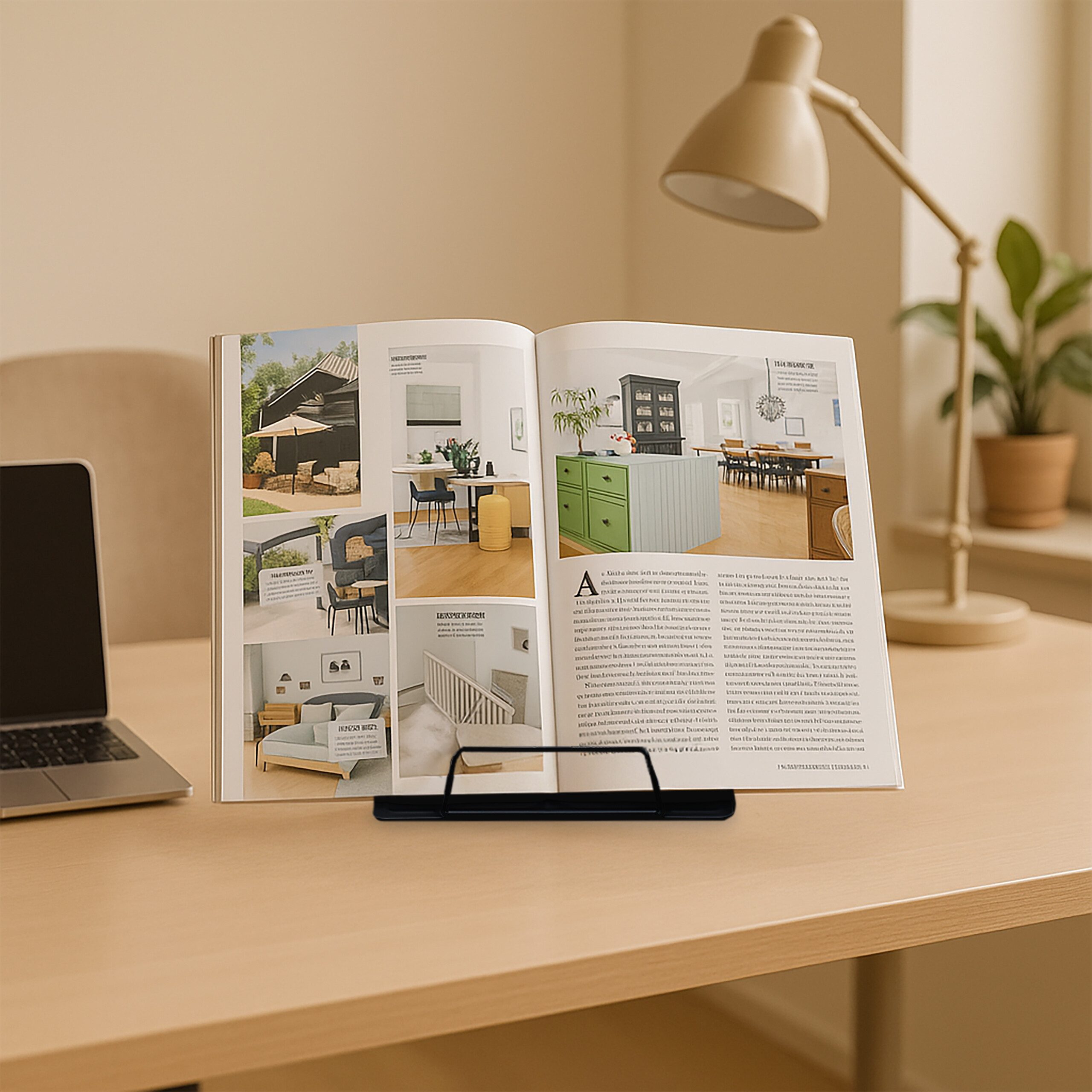 relaxdays Kochbuchhalter Buchständer 2er Set höhenverstellbar, schwarz