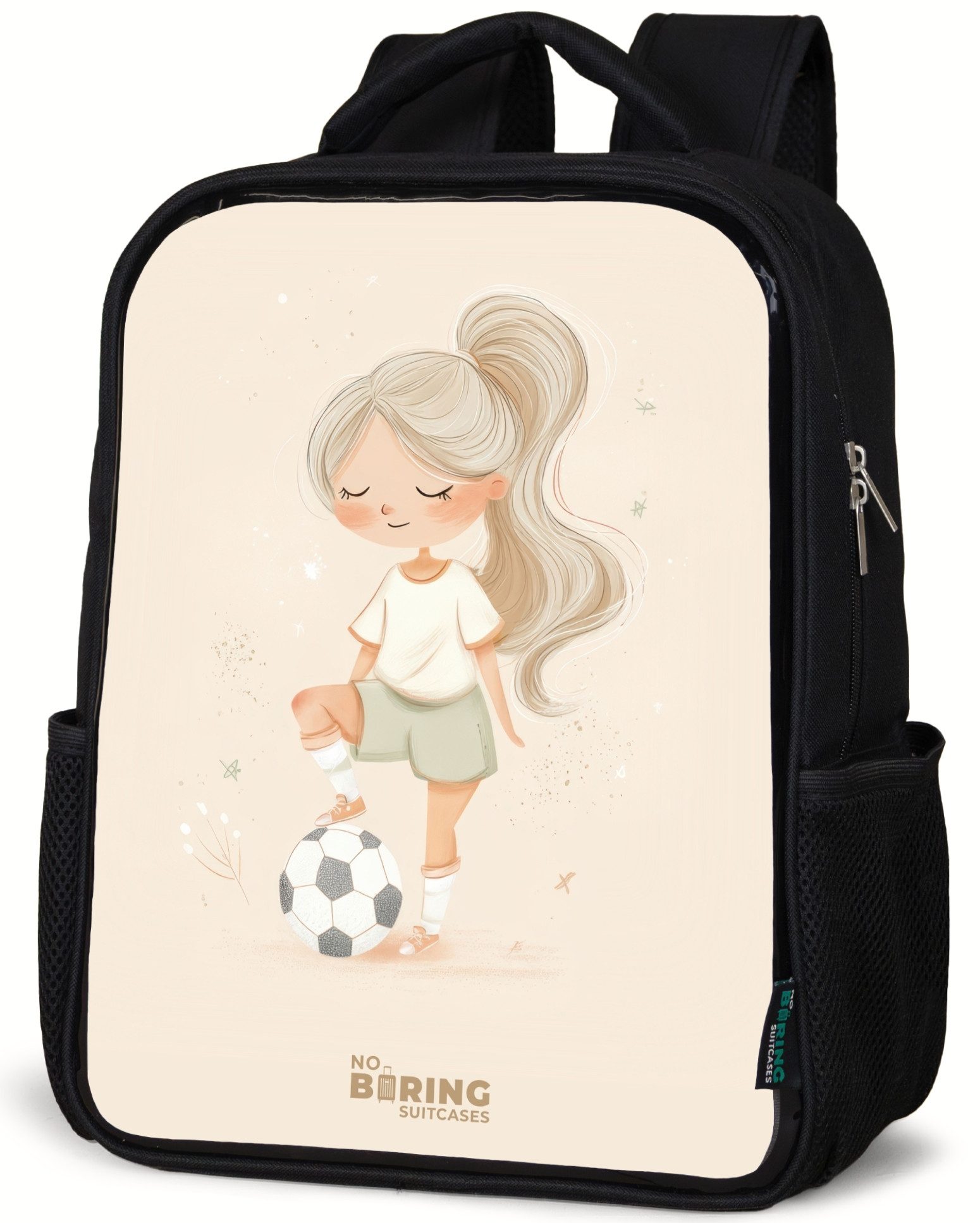 Rucksack Mädchen mit einem Fußball in beigen Farben