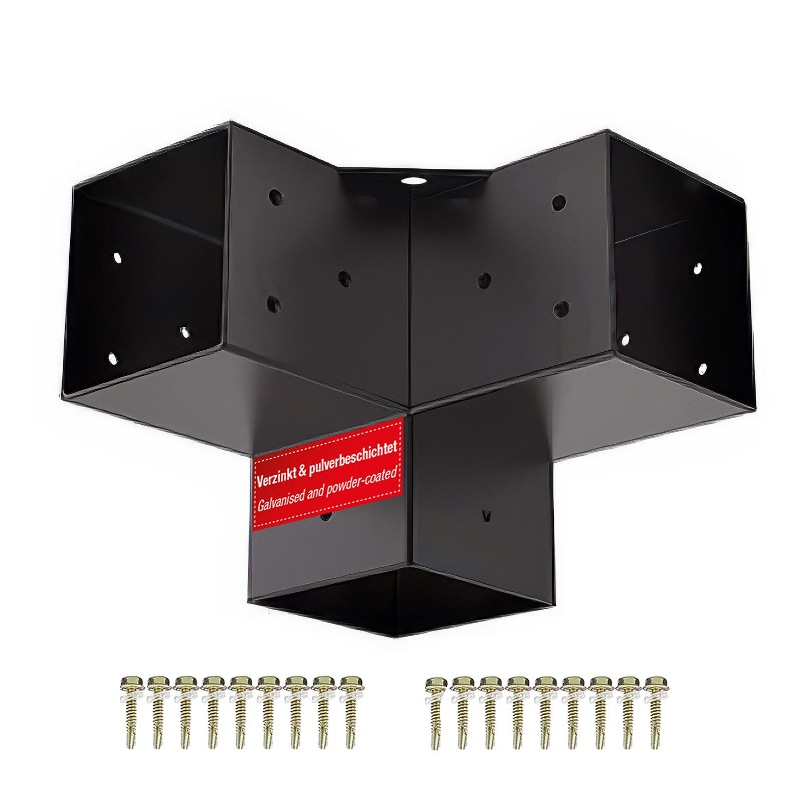 SO-TECH® Pfostenbeschlag Holzverbinder Анкера vierkant - starker Korrosionsschutz (1 St), Stahl schwarz, Eckverbinder 90 x 90 mm