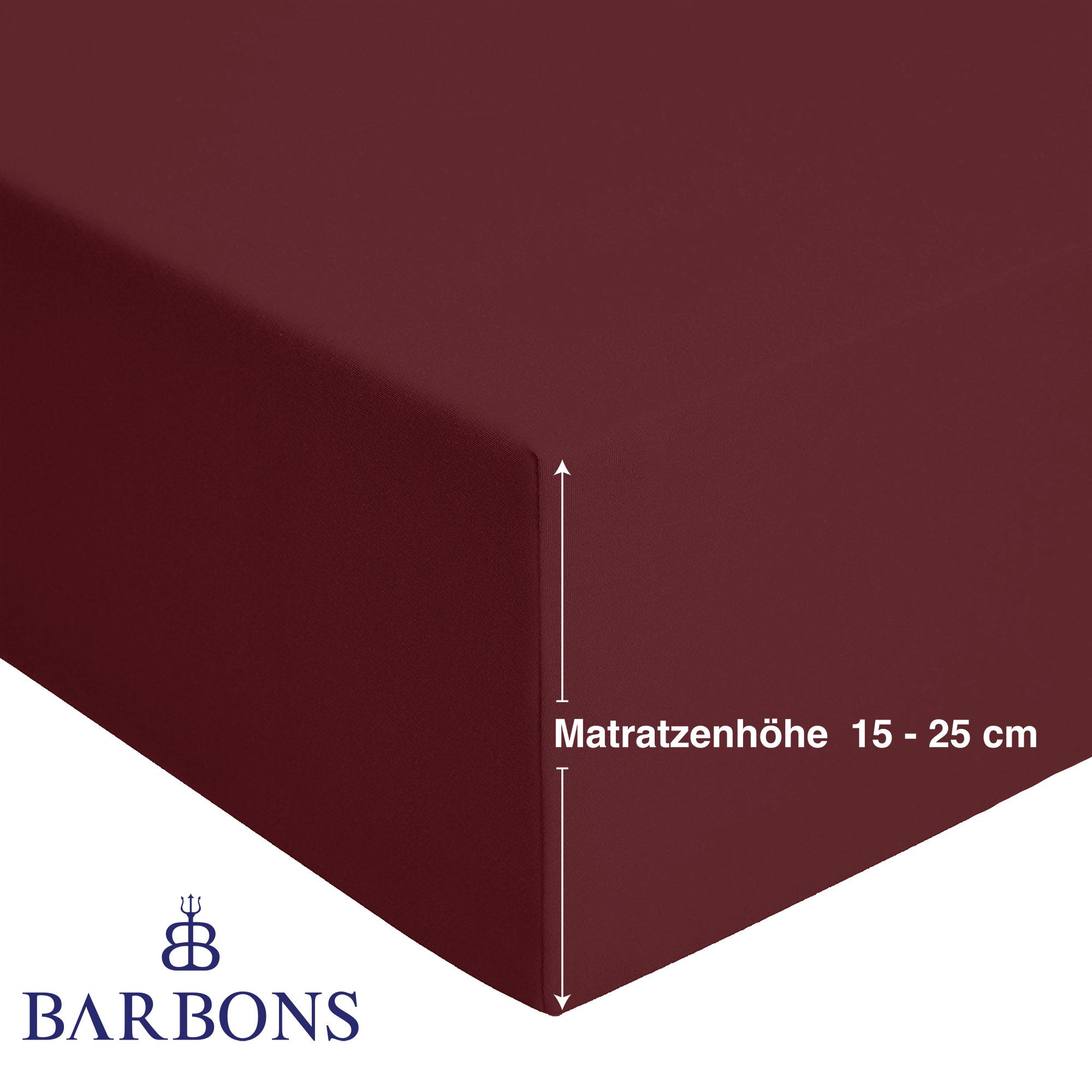 BARBONS Spannbettlaken Jersey Bettlaken, 145 g/m² Spannbetttuch, bis zu 25cm Höhe, Topper, Jersey aus 100% Baumwolle, Gummizug: rundum, (1 Stück), Rundumgummi,  – Bild 3 von 5